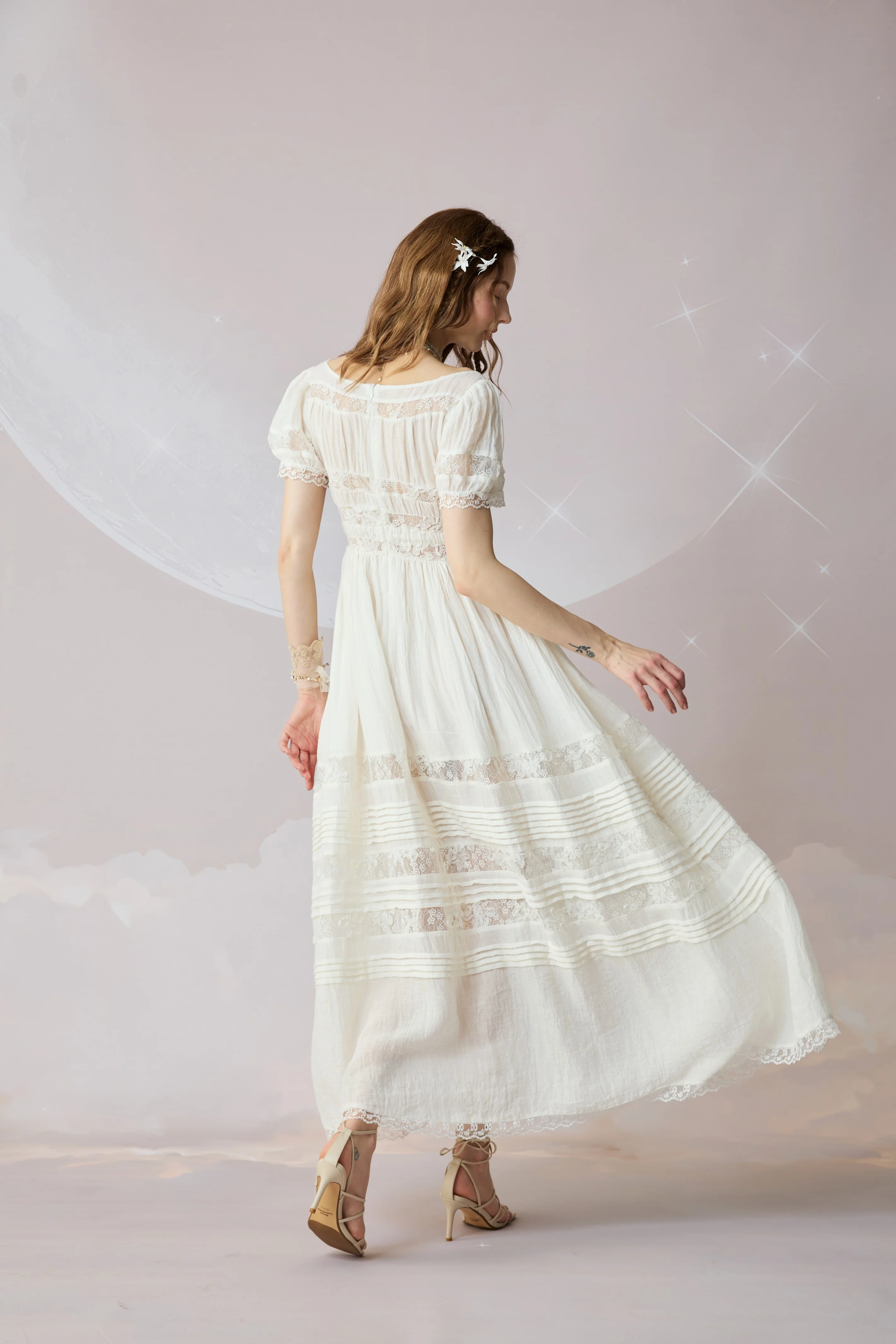 Dawn 17 | Lace Linen Dress Gown - Image 11
