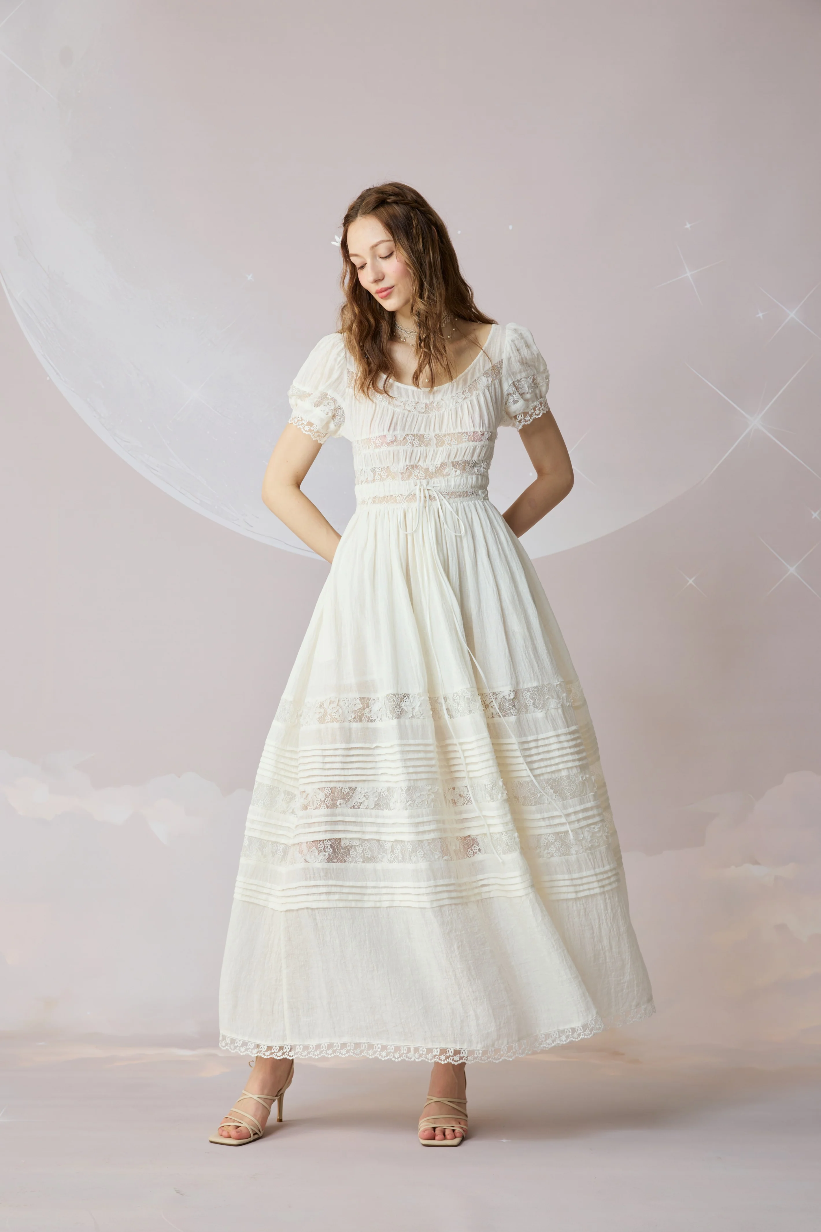 Dawn 17 | Lace Linen Dress Gown - Image 3