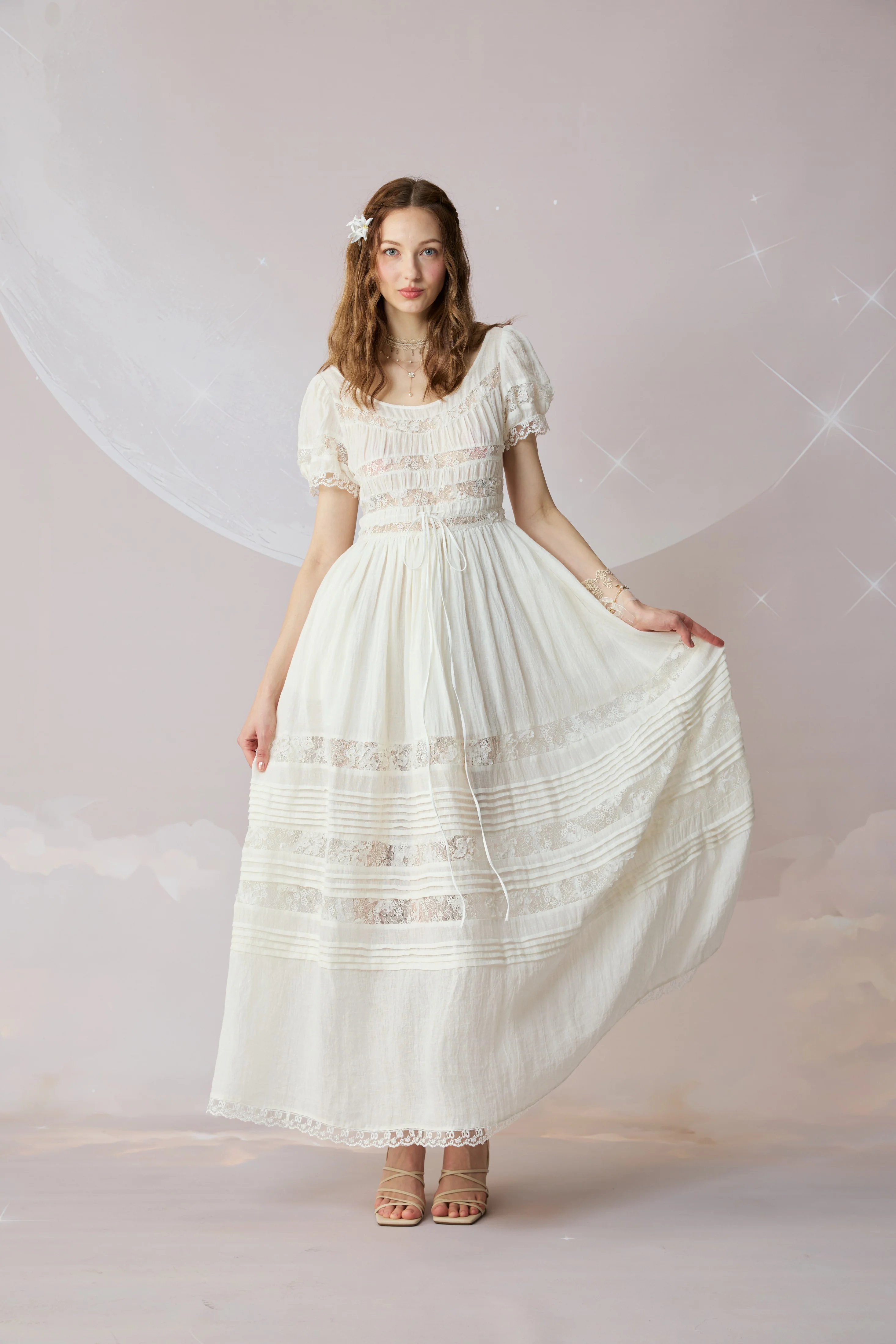 Dawn 17 | Lace Linen Dress Gown - Image 4