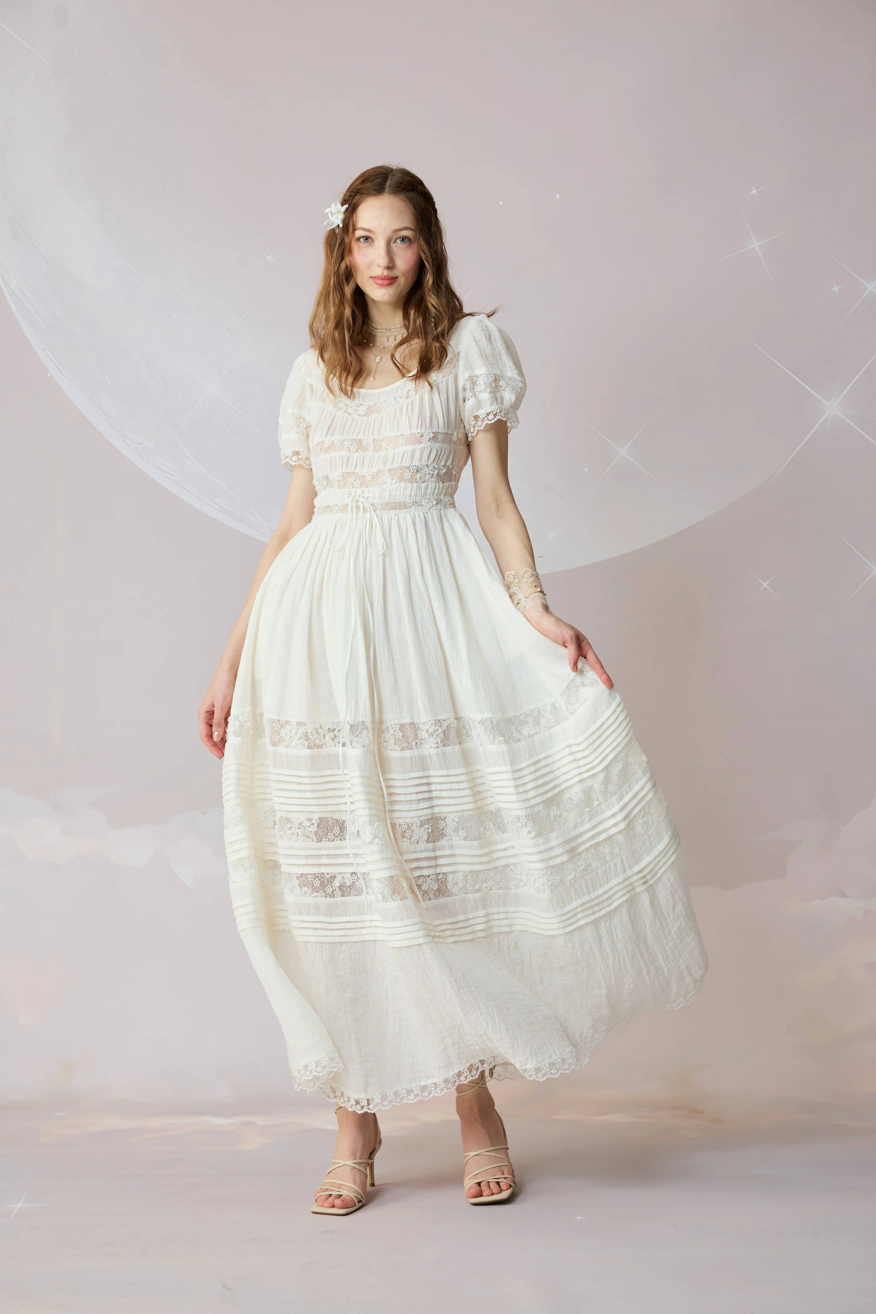 Dawn 17 | Lace Linen Dress Gown - Image 7