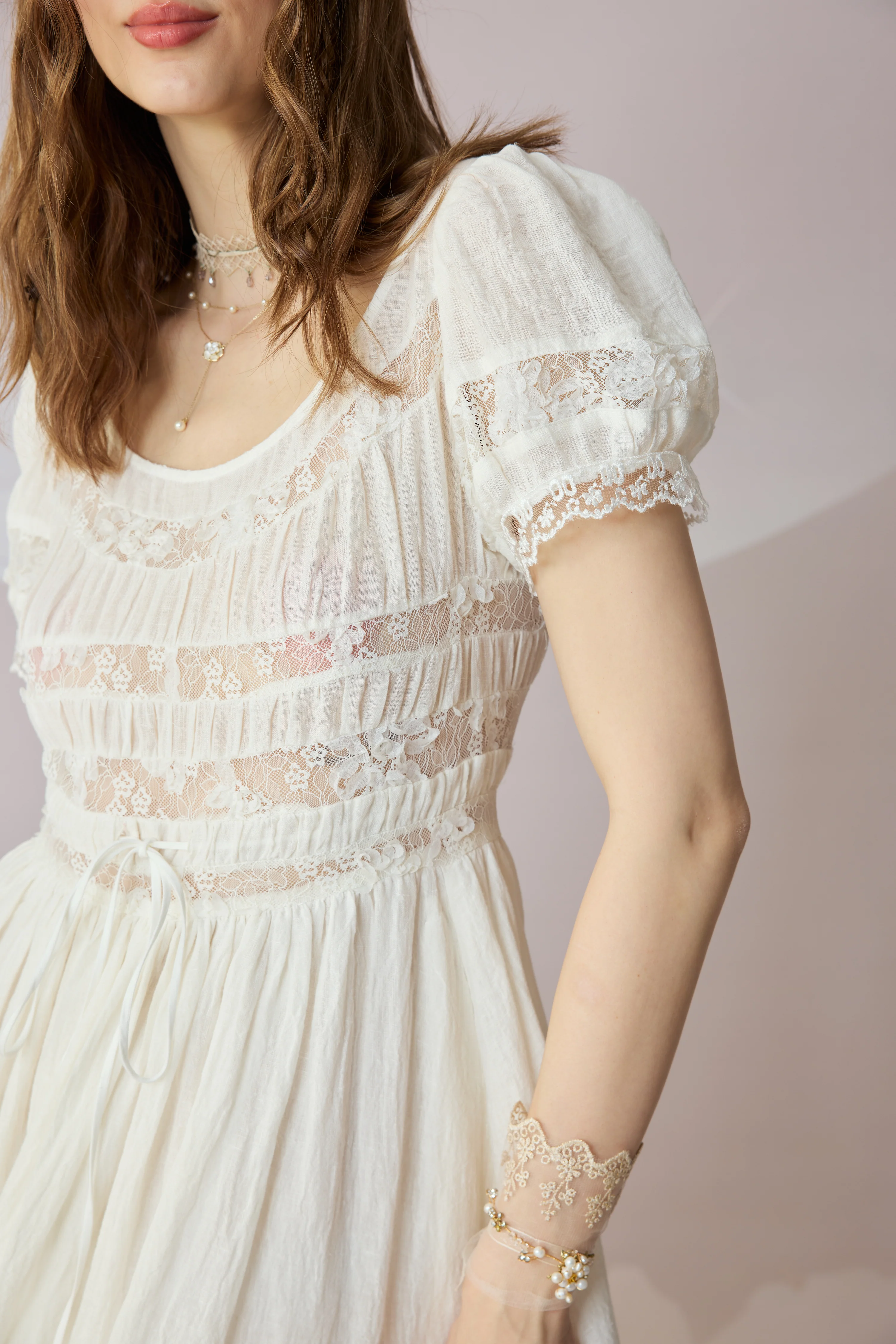 Dawn 17 | Lace Linen Dress Gown - Image 9