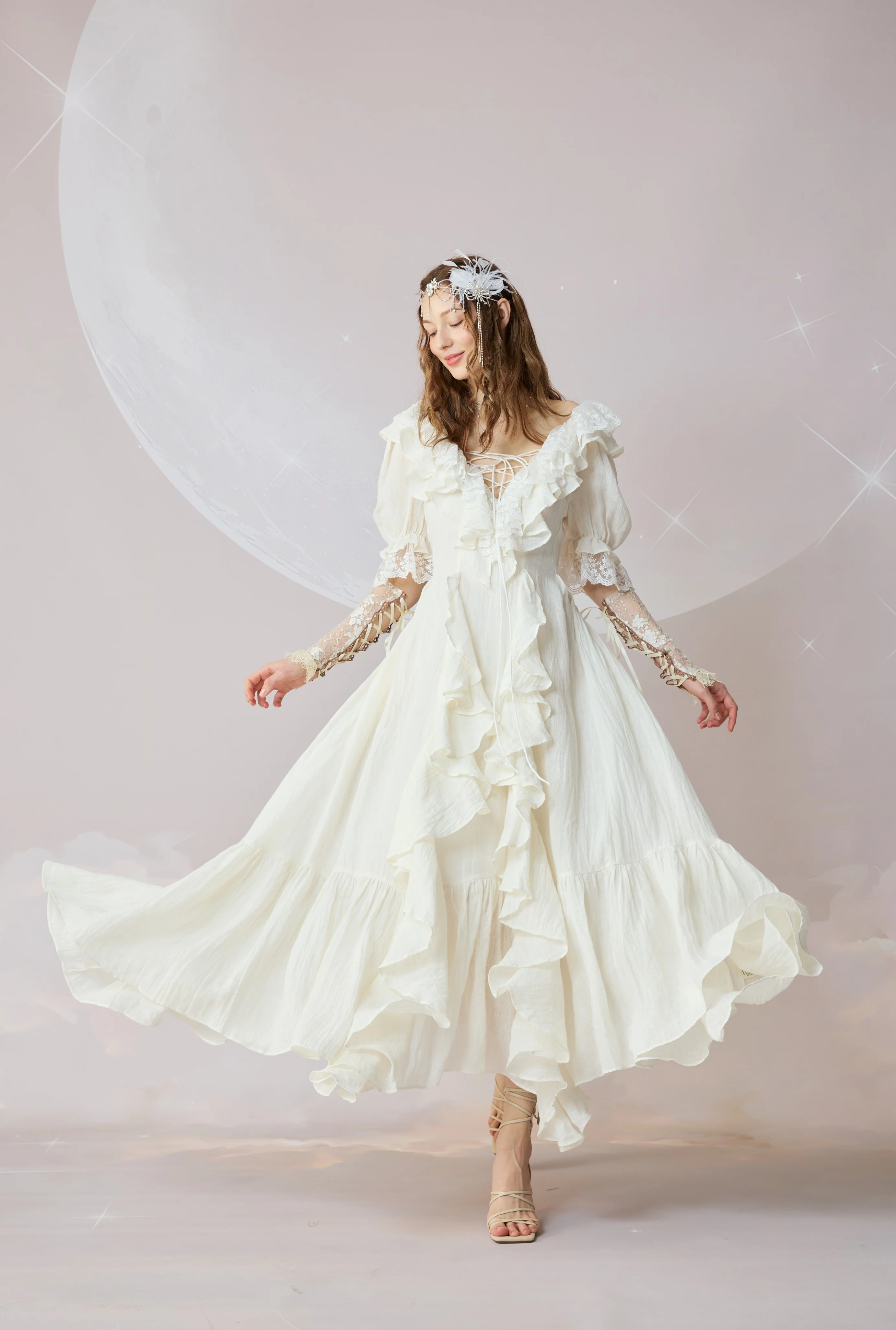 Dewdrops 16 | Maxi Linen Dress Gown - Image 16