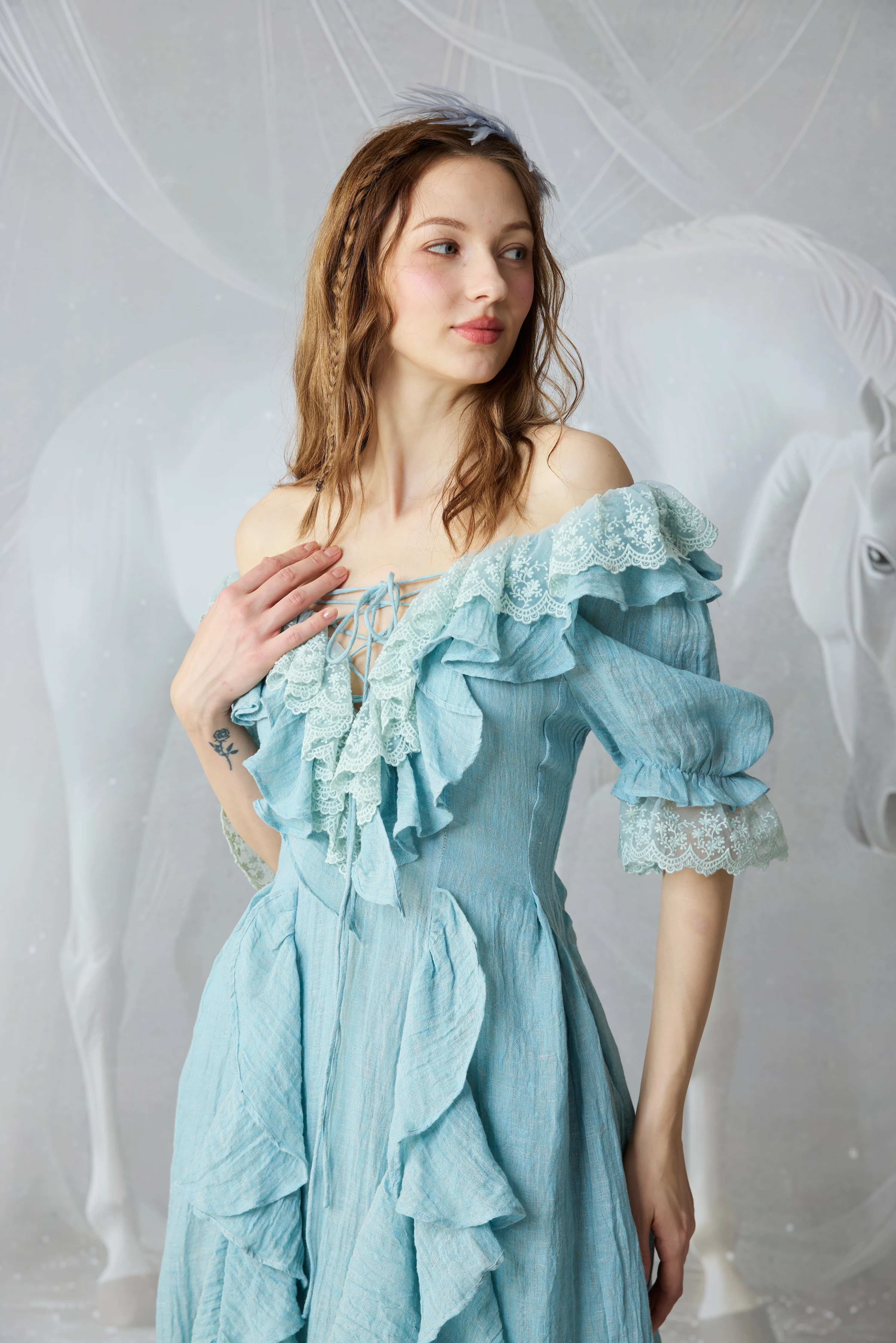Dewdrops 16 | Maxi Linen Dress Gown - Image 10