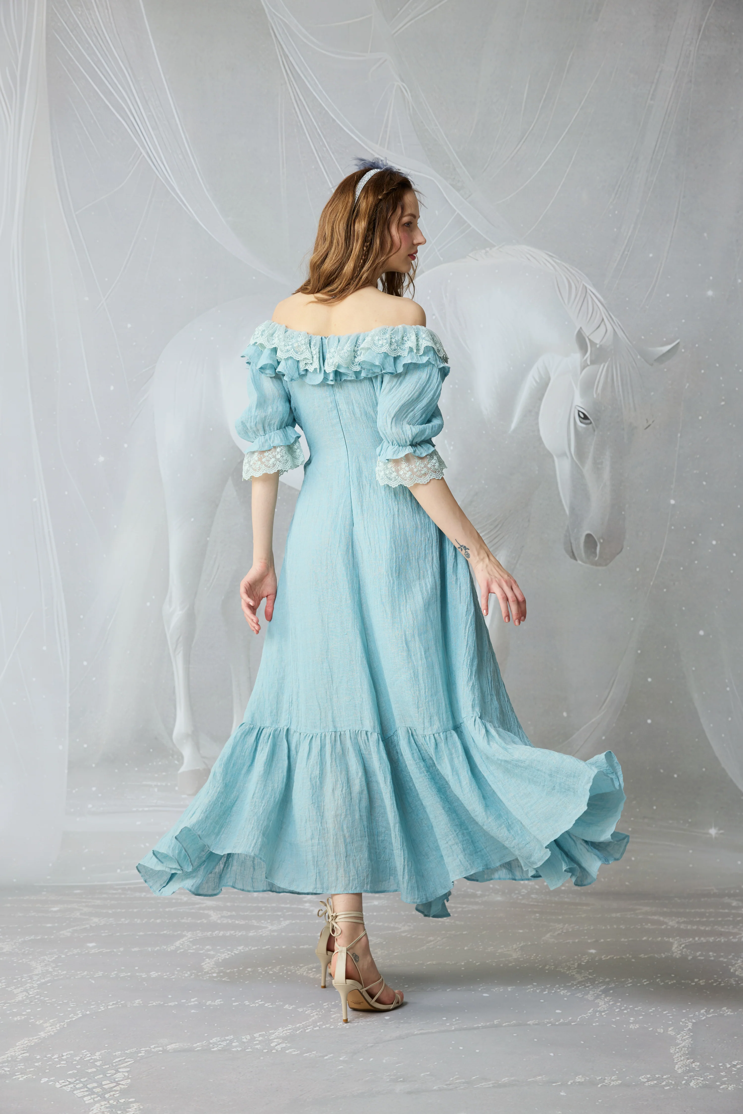 Dewdrops 16 | Maxi Linen Dress Gown - Image 8