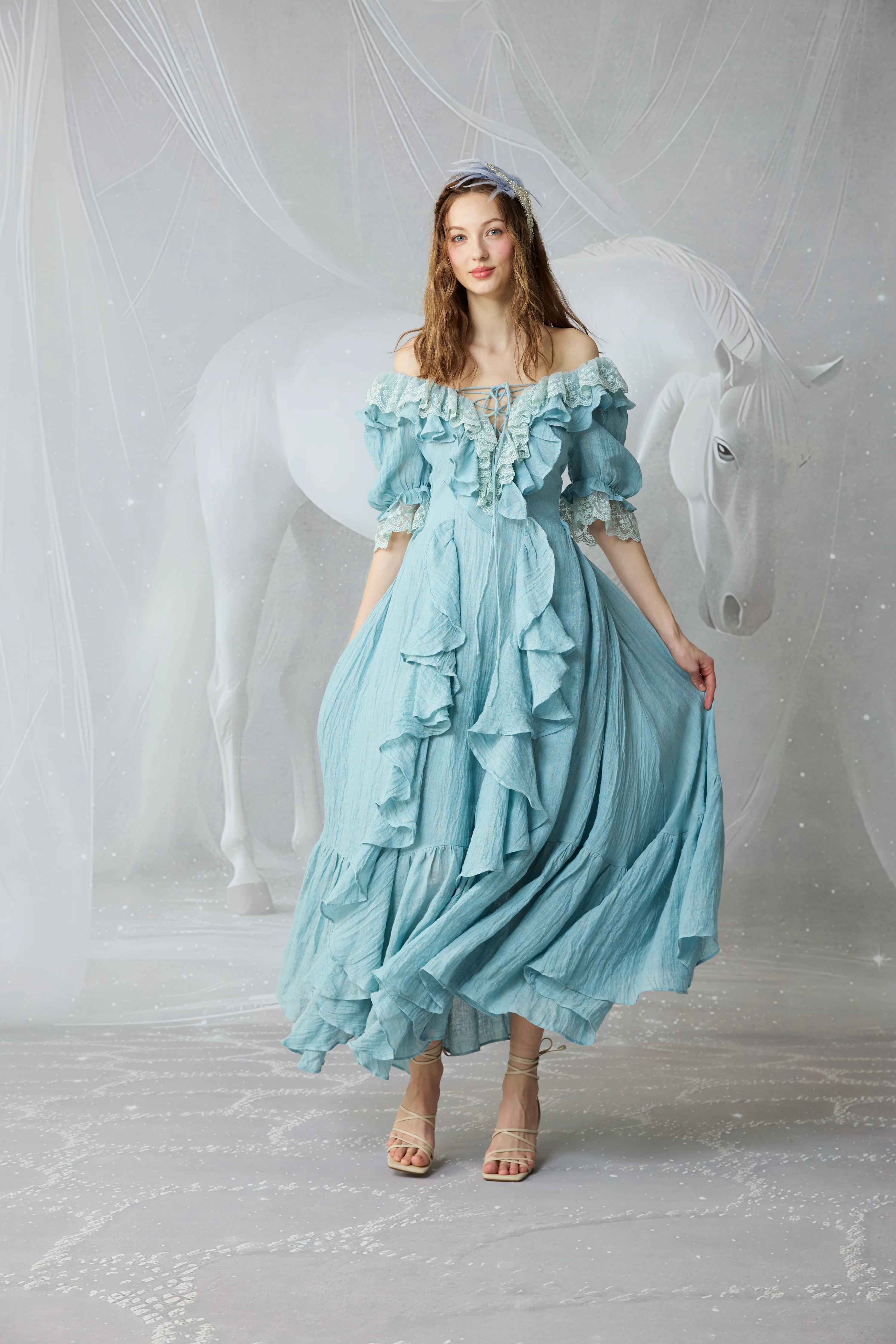 Dewdrops 16 | Maxi Linen Dress Gown - Image 9