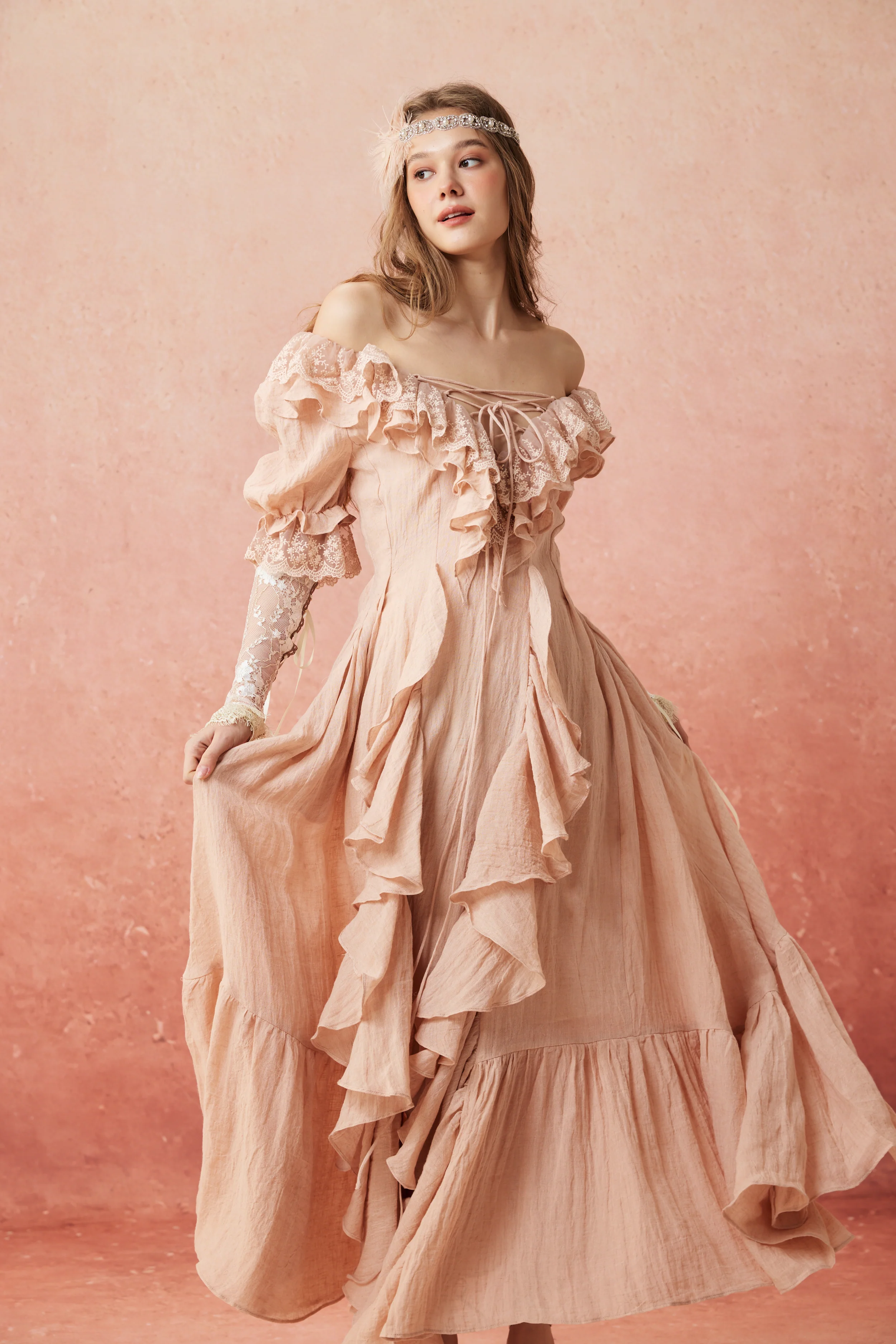 Dewdrops 16 | Maxi Linen Dress Gown - Image 23