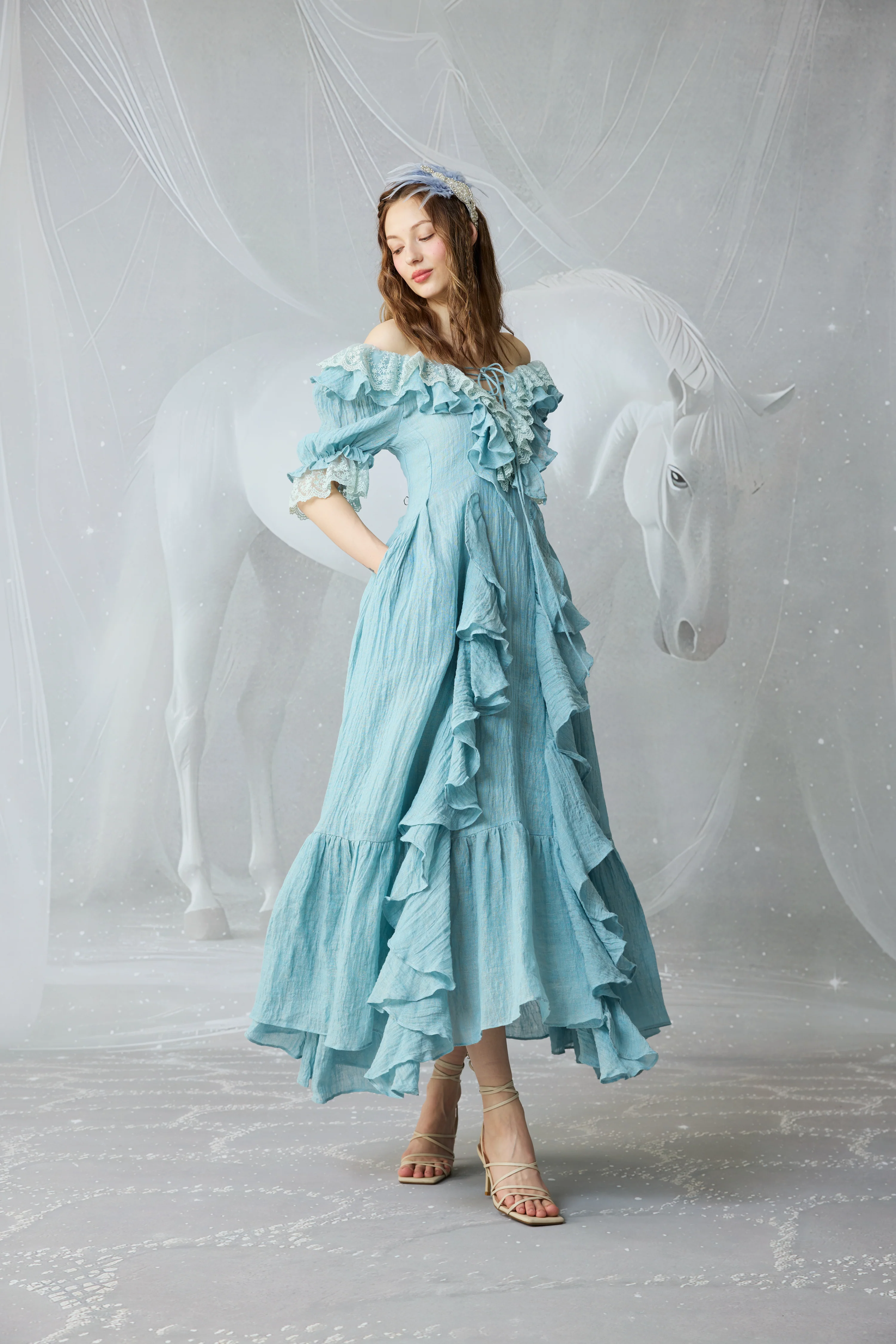 Dewdrops 16 | Maxi Linen Dress Gown - Image 21