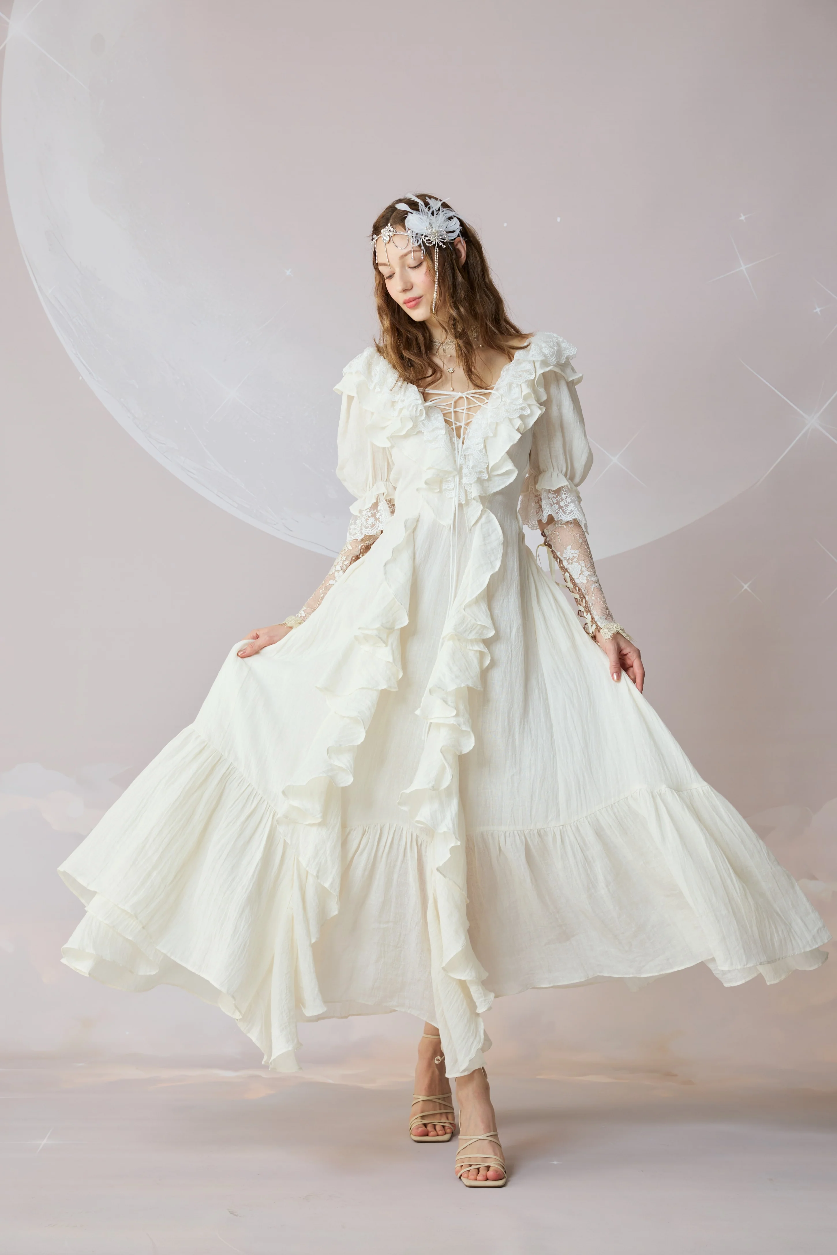 Dewdrops 16 | Maxi Linen Dress Gown - Image 9