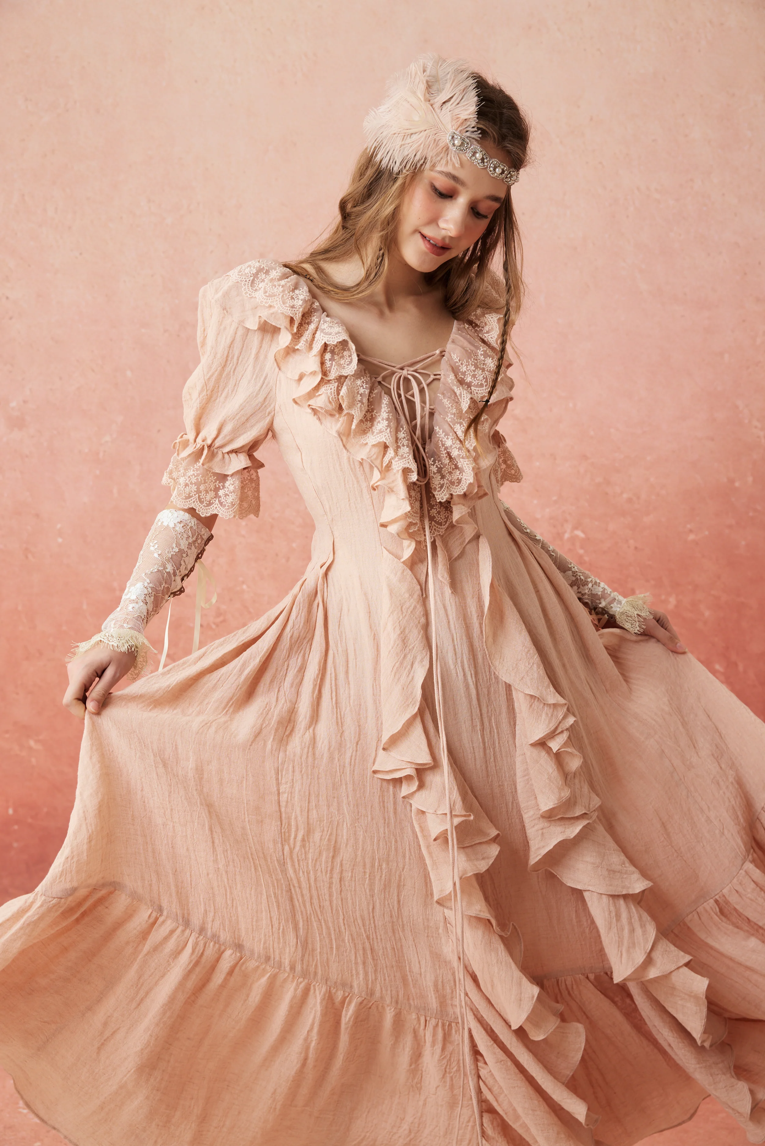 Dewdrops 16 | Maxi Linen Dress Gown - Image 32