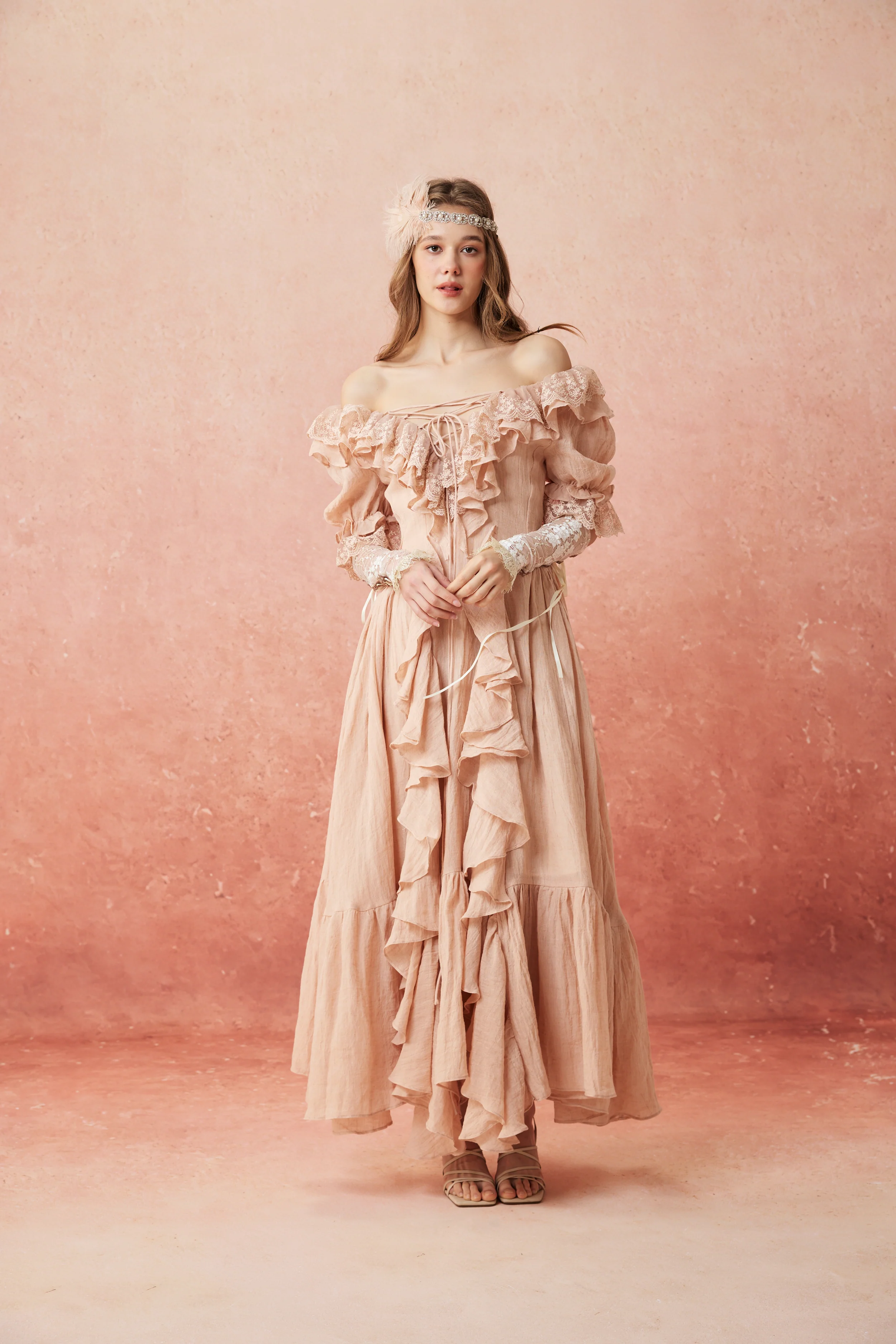 Dewdrops 16 | Maxi Linen Dress Gown - Image 33