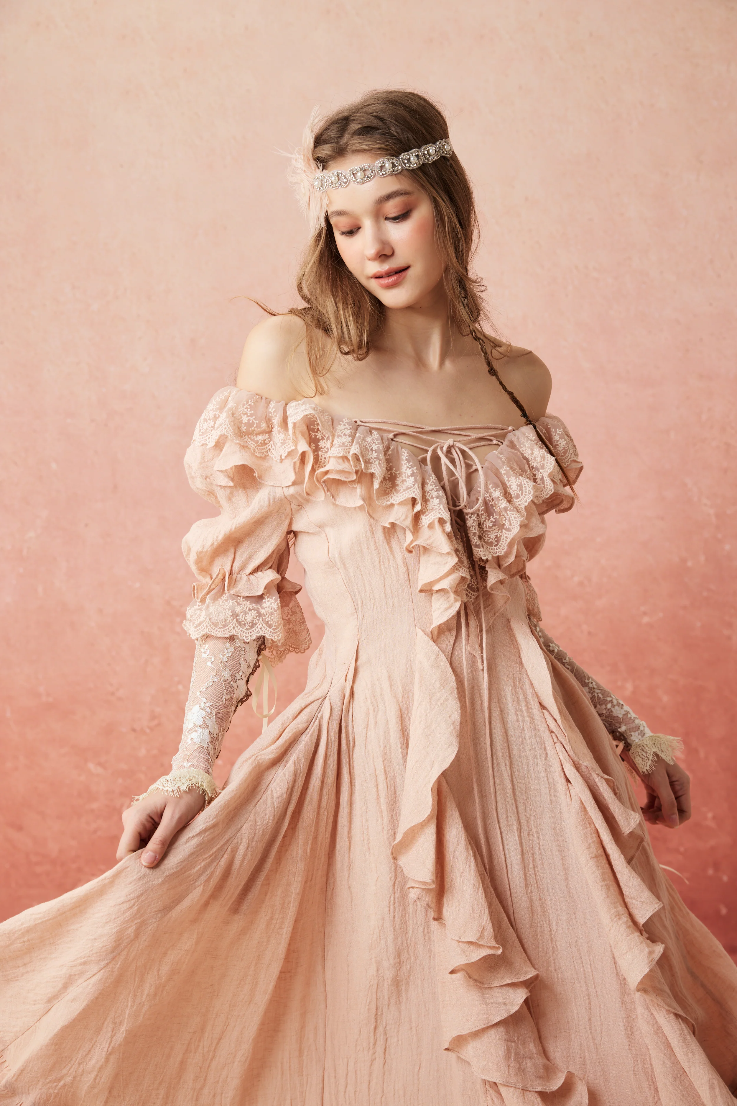 Dewdrops 16 | Maxi Linen Dress Gown - Image 35