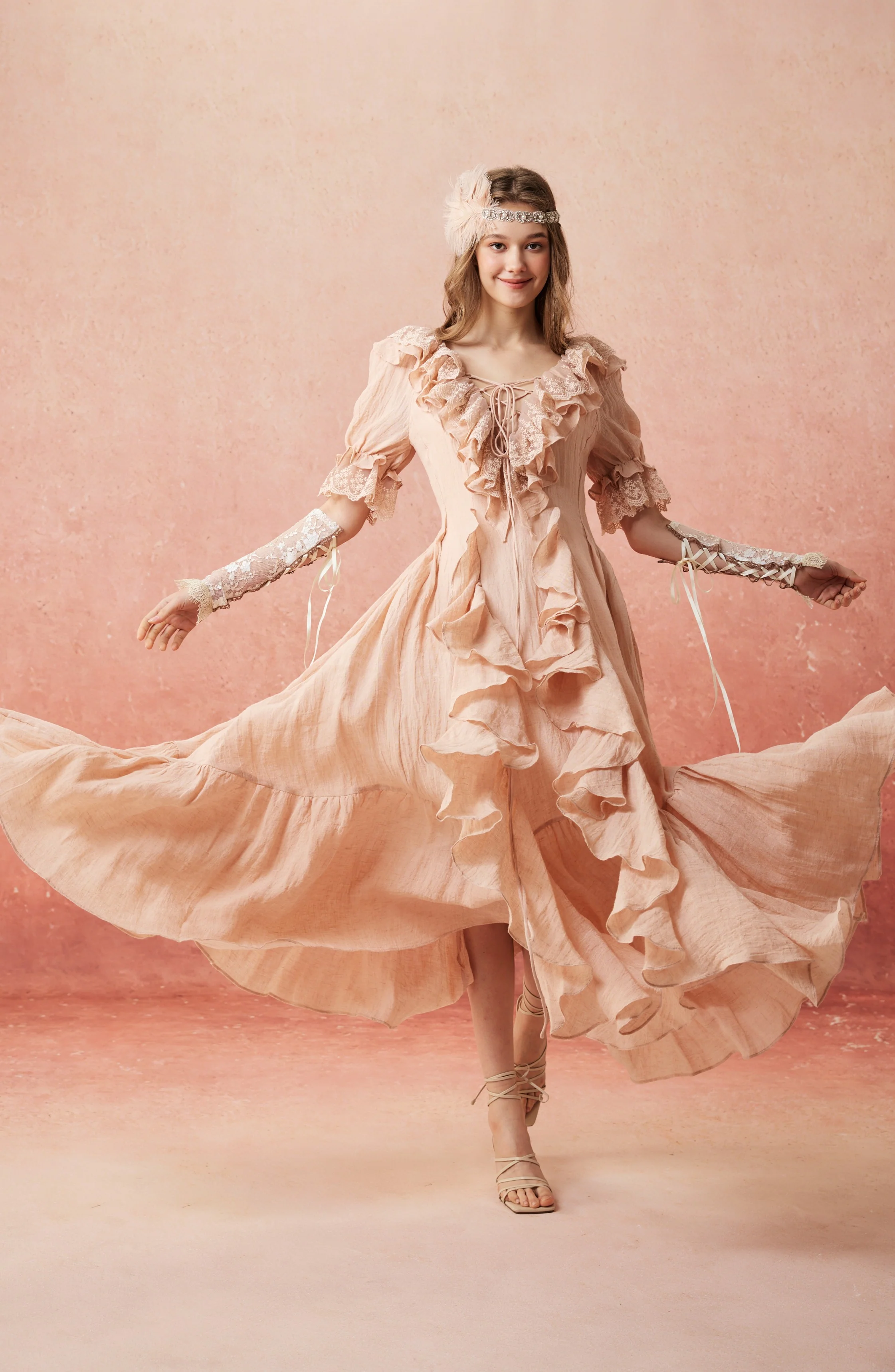 Dewdrops 16 | Maxi Linen Dress Gown - Image 36