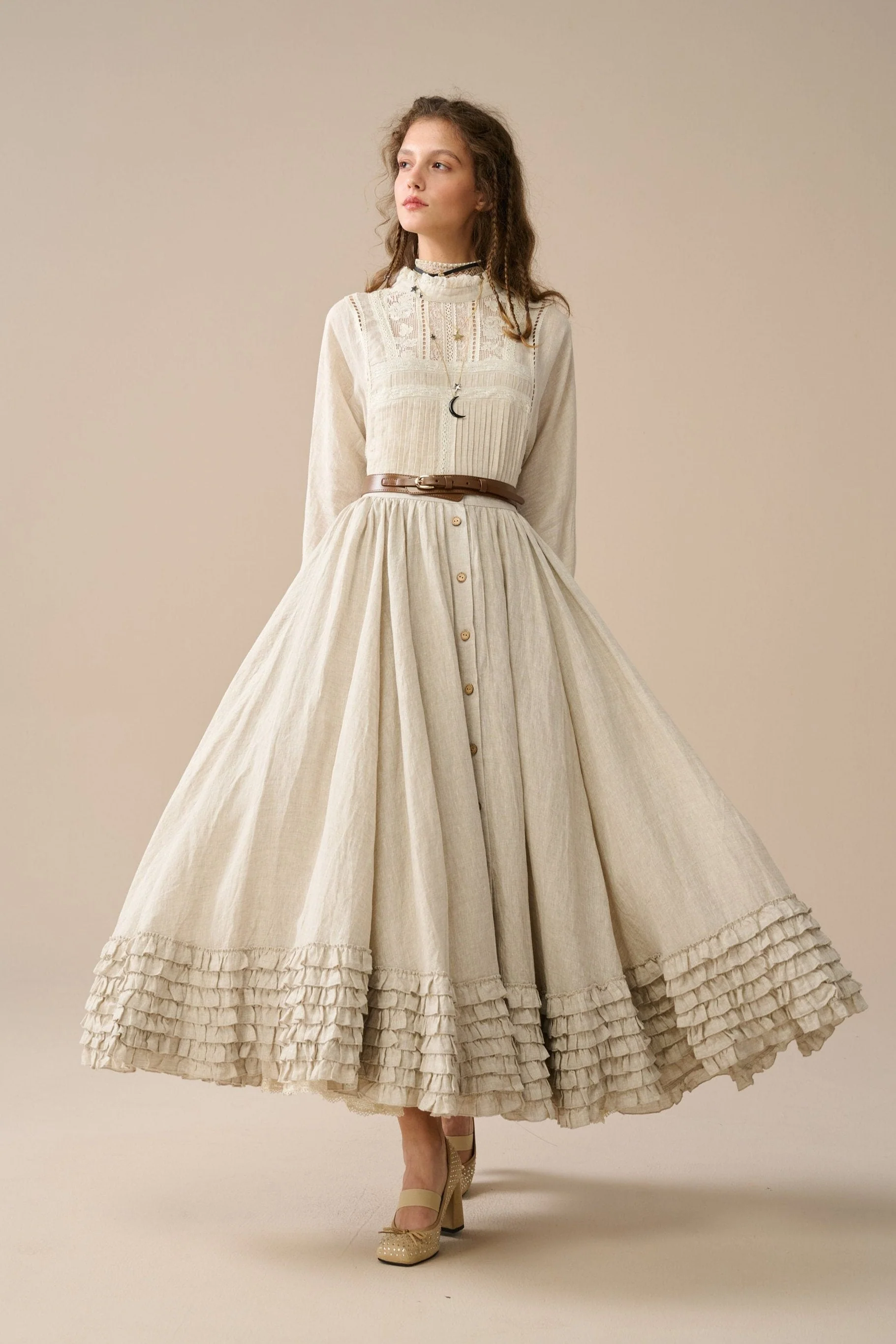 Dorothy 27 | Ruffled maxi linen skirt - Image 11