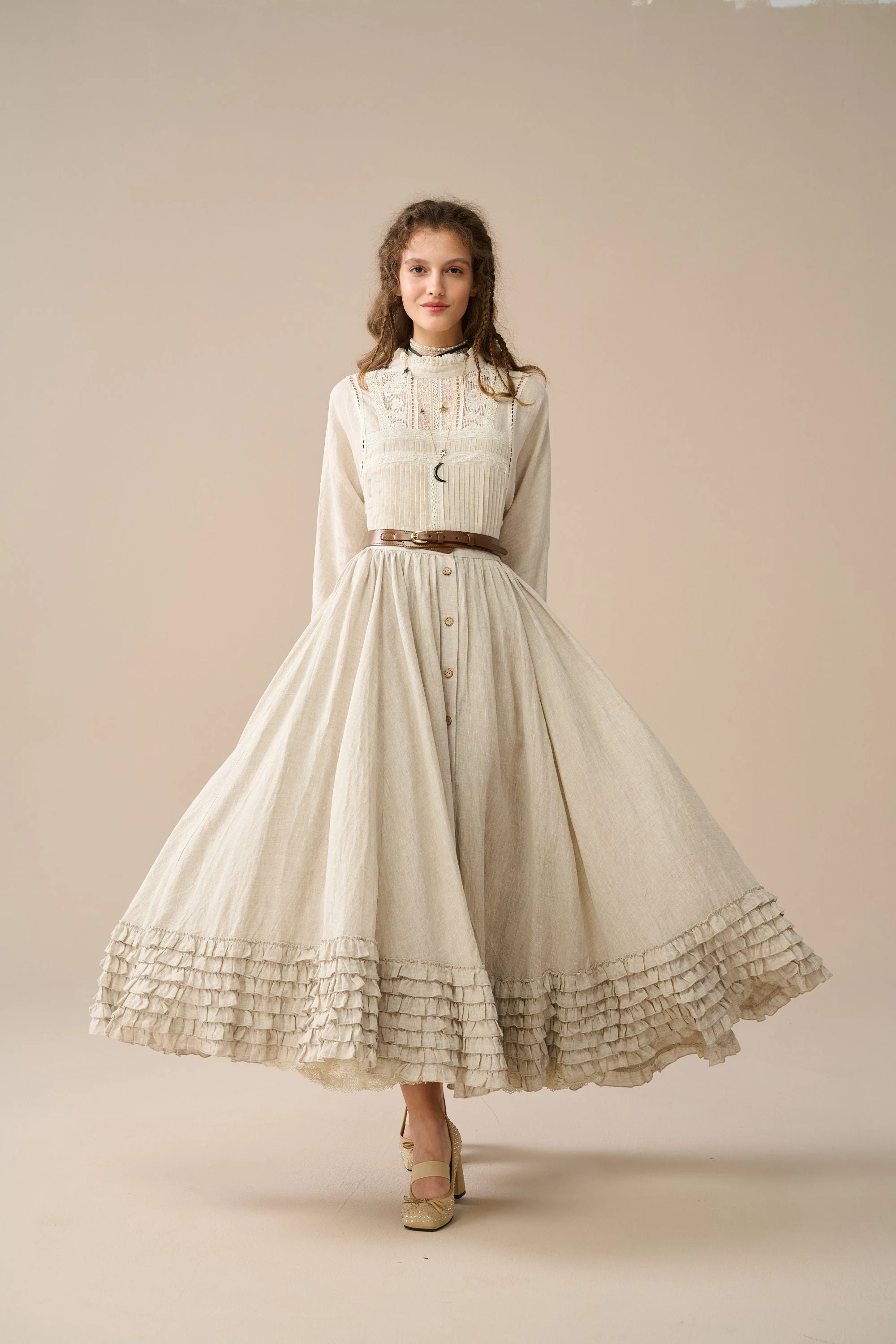 Dorothy 27 | Ruffled maxi linen skirt - Image 12