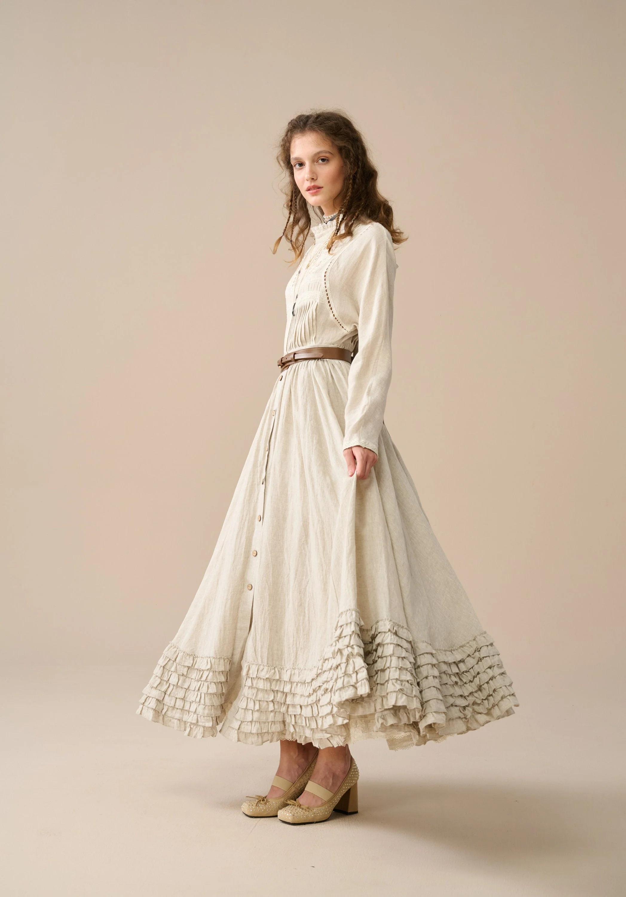 Dorothy 27 | Ruffled maxi linen skirt - Image 13
