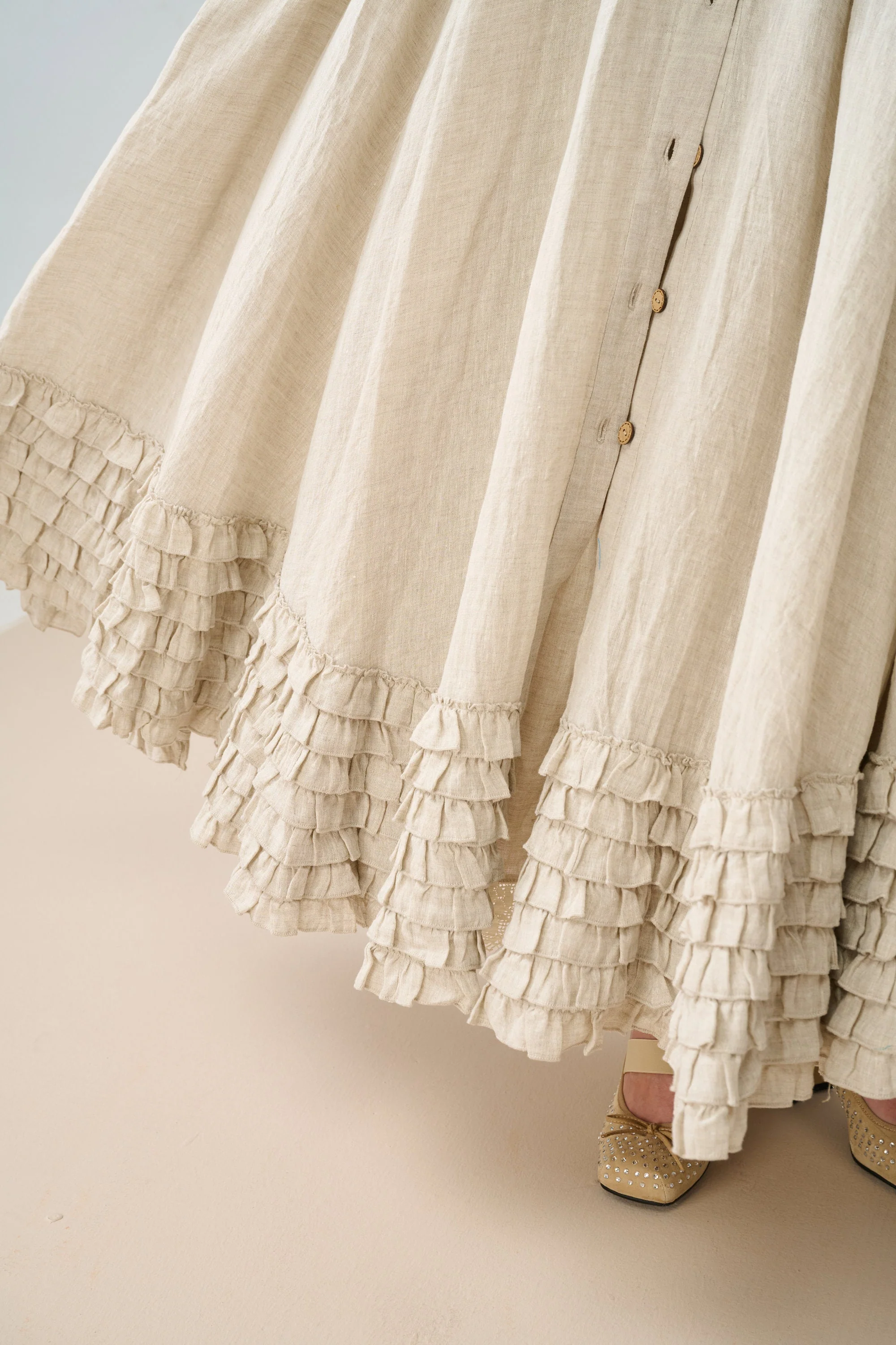 Dorothy 27 | Ruffled maxi linen skirt - Image 14