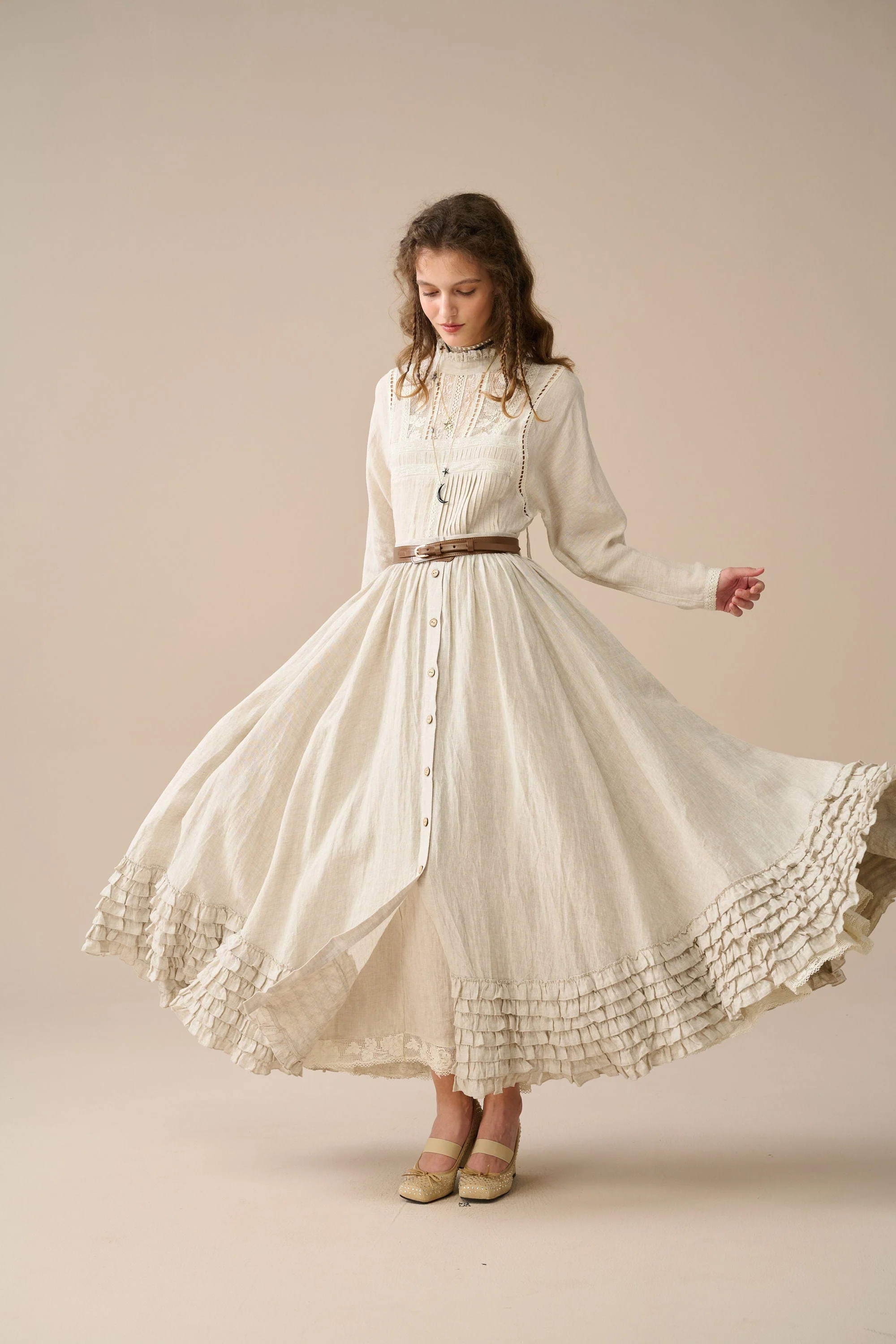 Dorothy 27 | Ruffled maxi linen skirt - Image 18