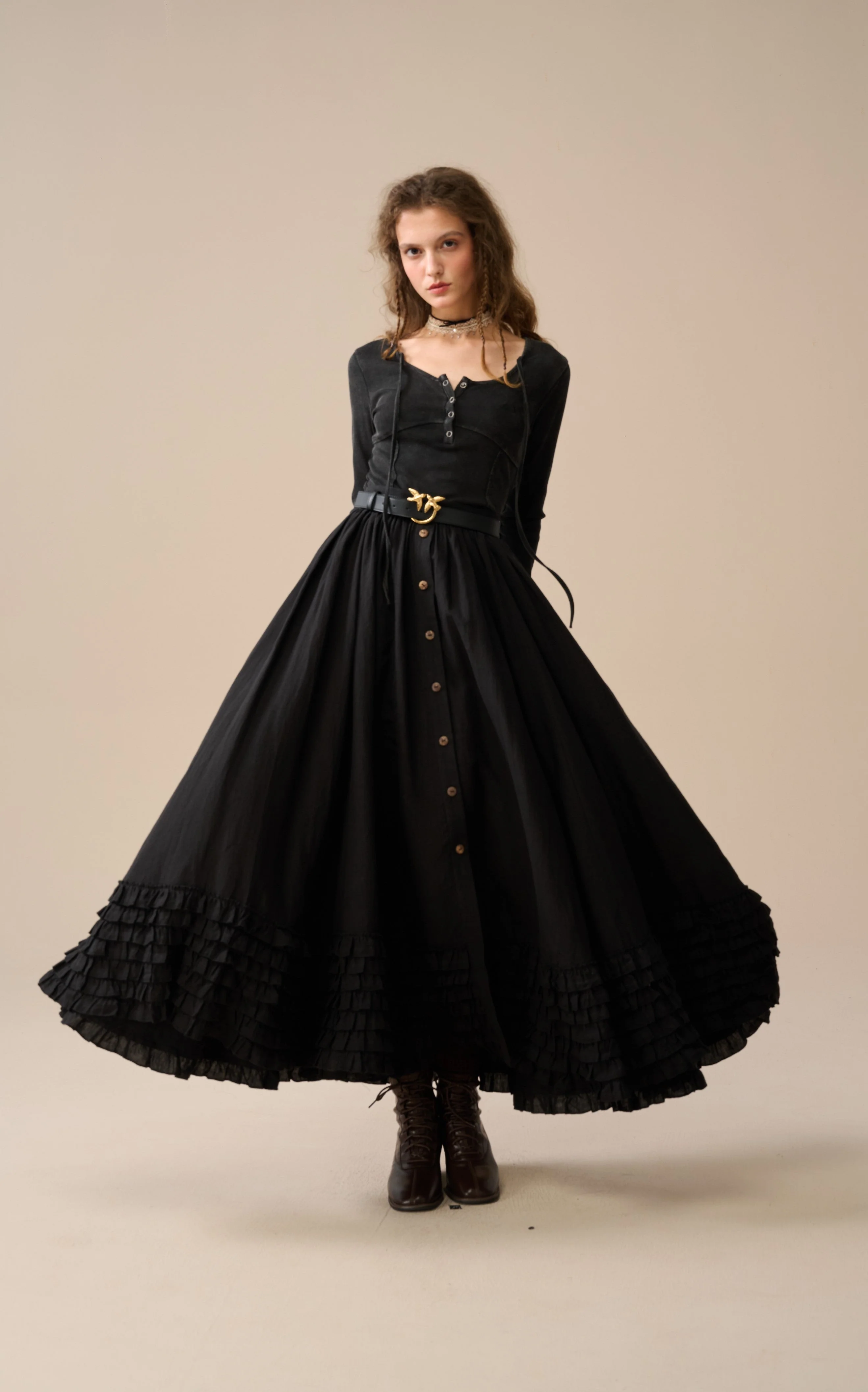 Dorothy 27 | Ruffled maxi linen skirt - Image 17