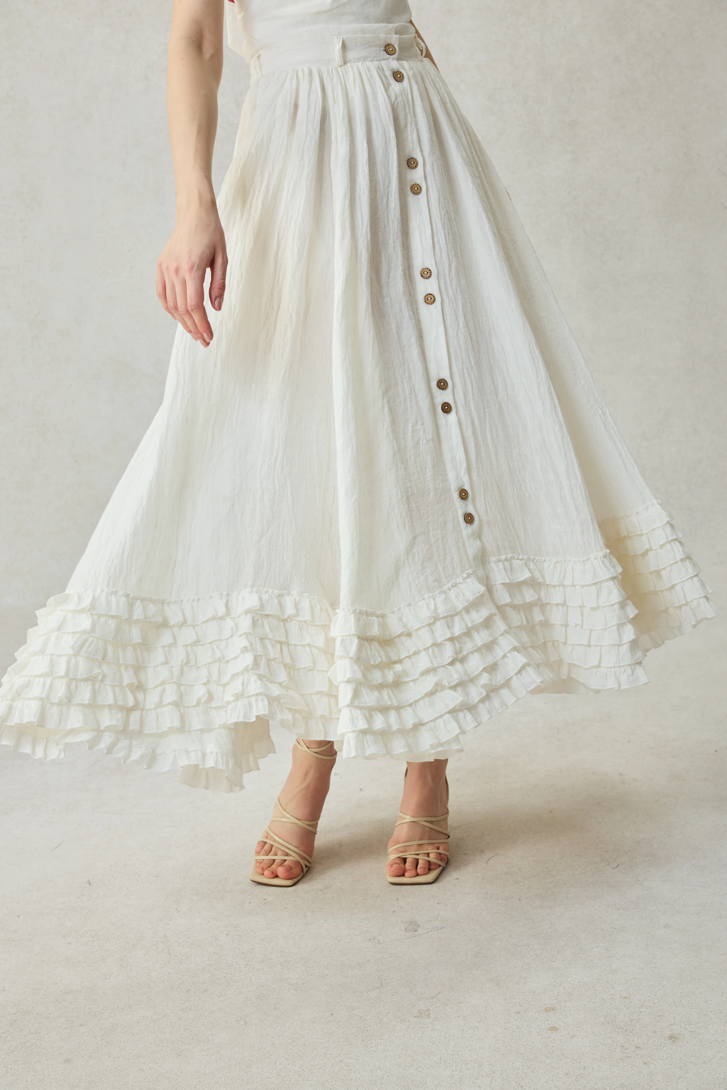 Dorothy 27 | Ruffled maxi linen skirt - Image 20