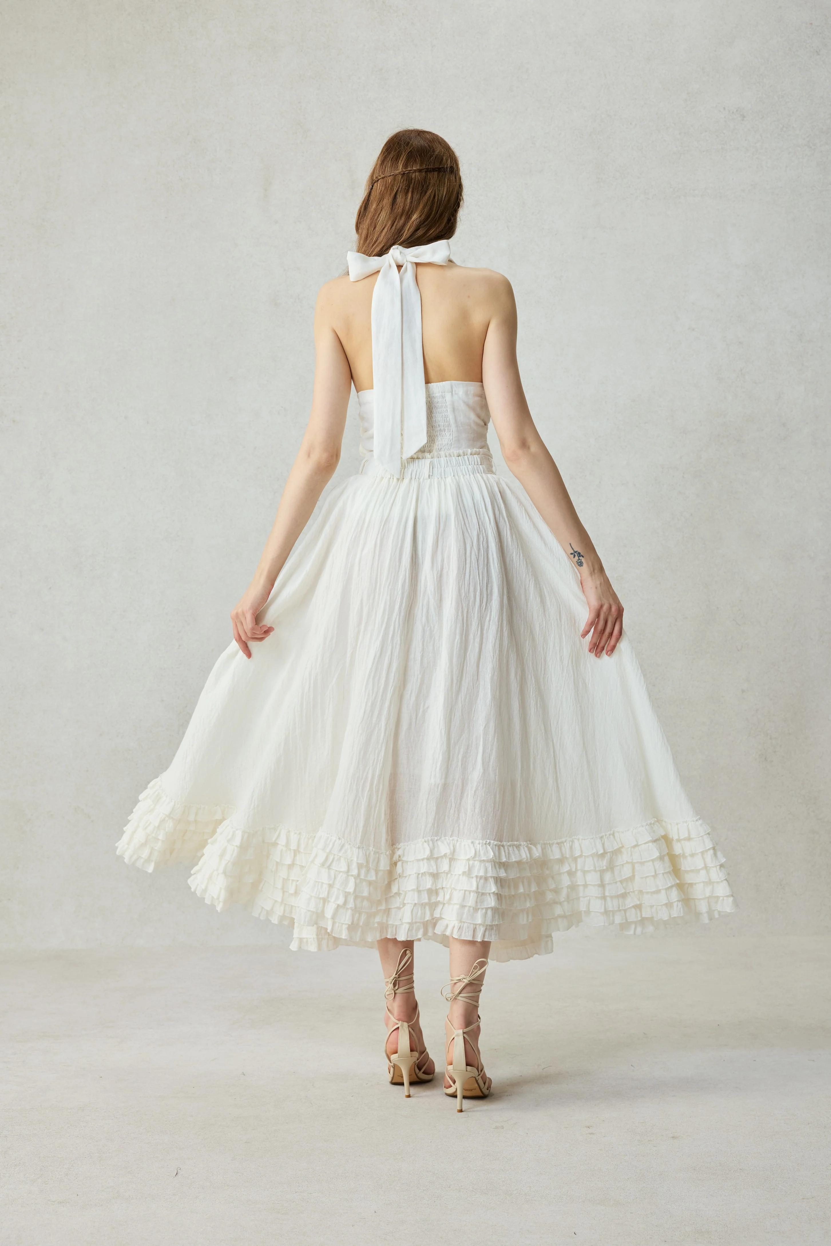 Dorothy 27 | Ruffled maxi linen skirt - Image 8