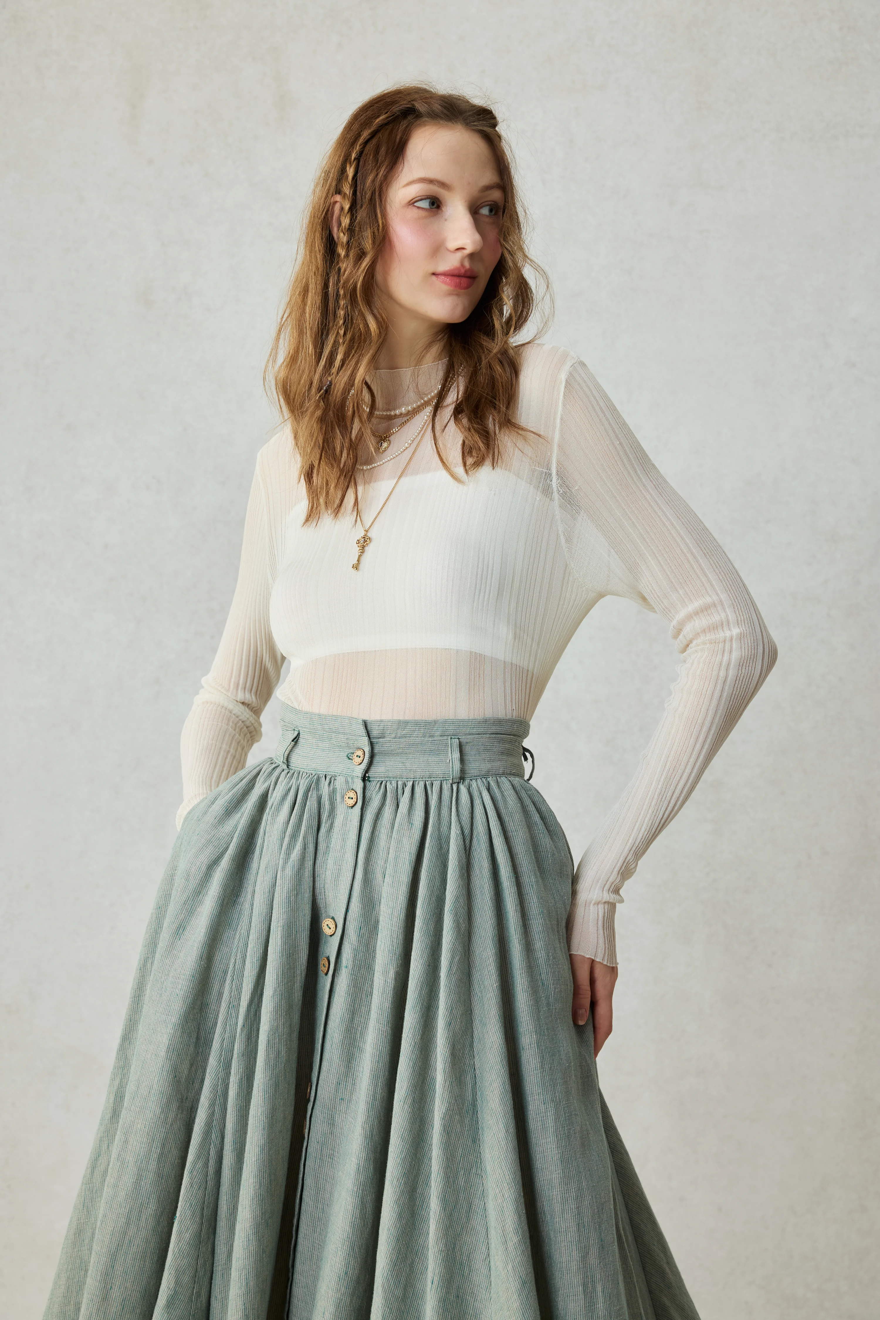 Dorothy 27 | Ruffled maxi linen skirt - Image 14