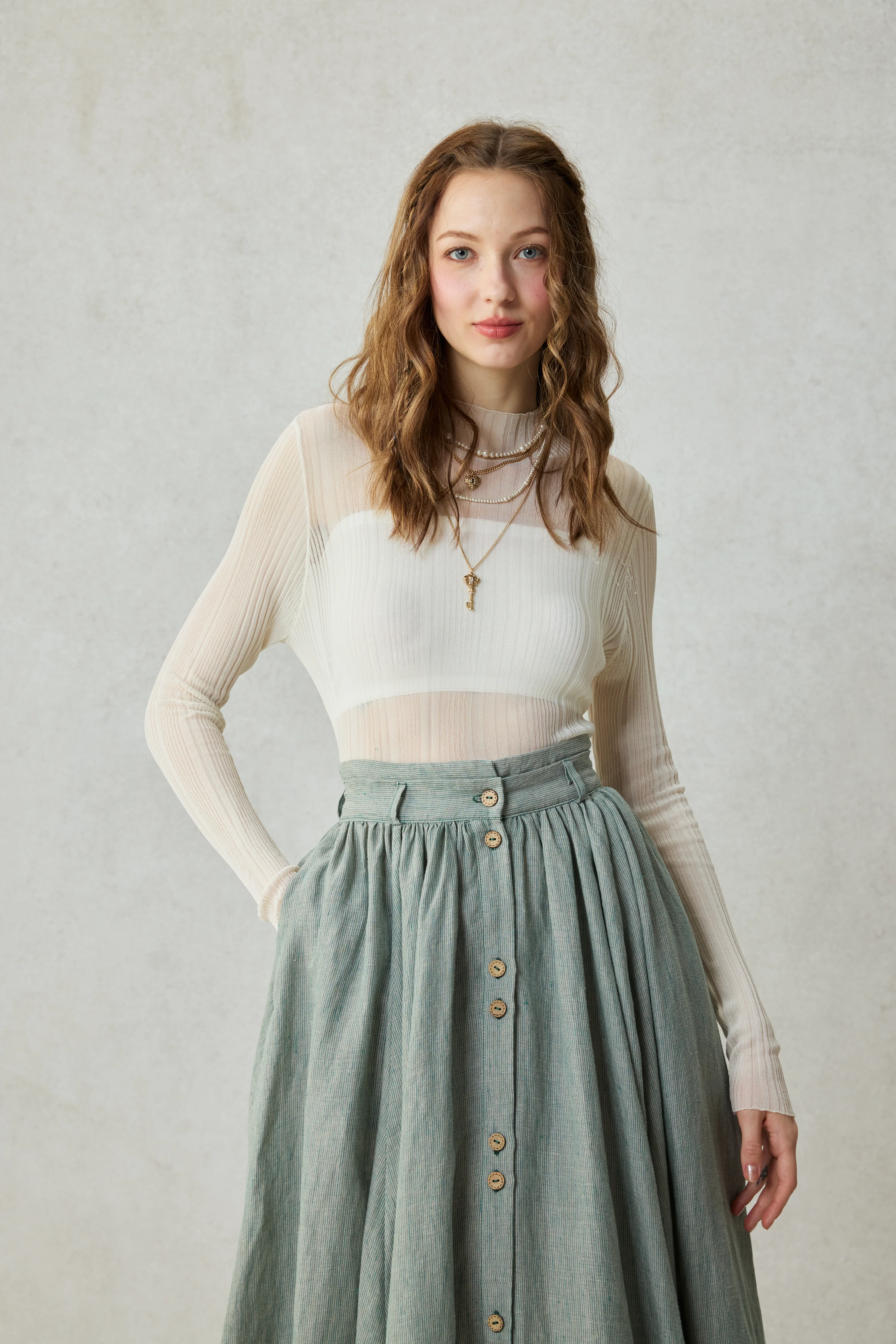 Dorothy 27 | Ruffled maxi linen skirt - Image 15