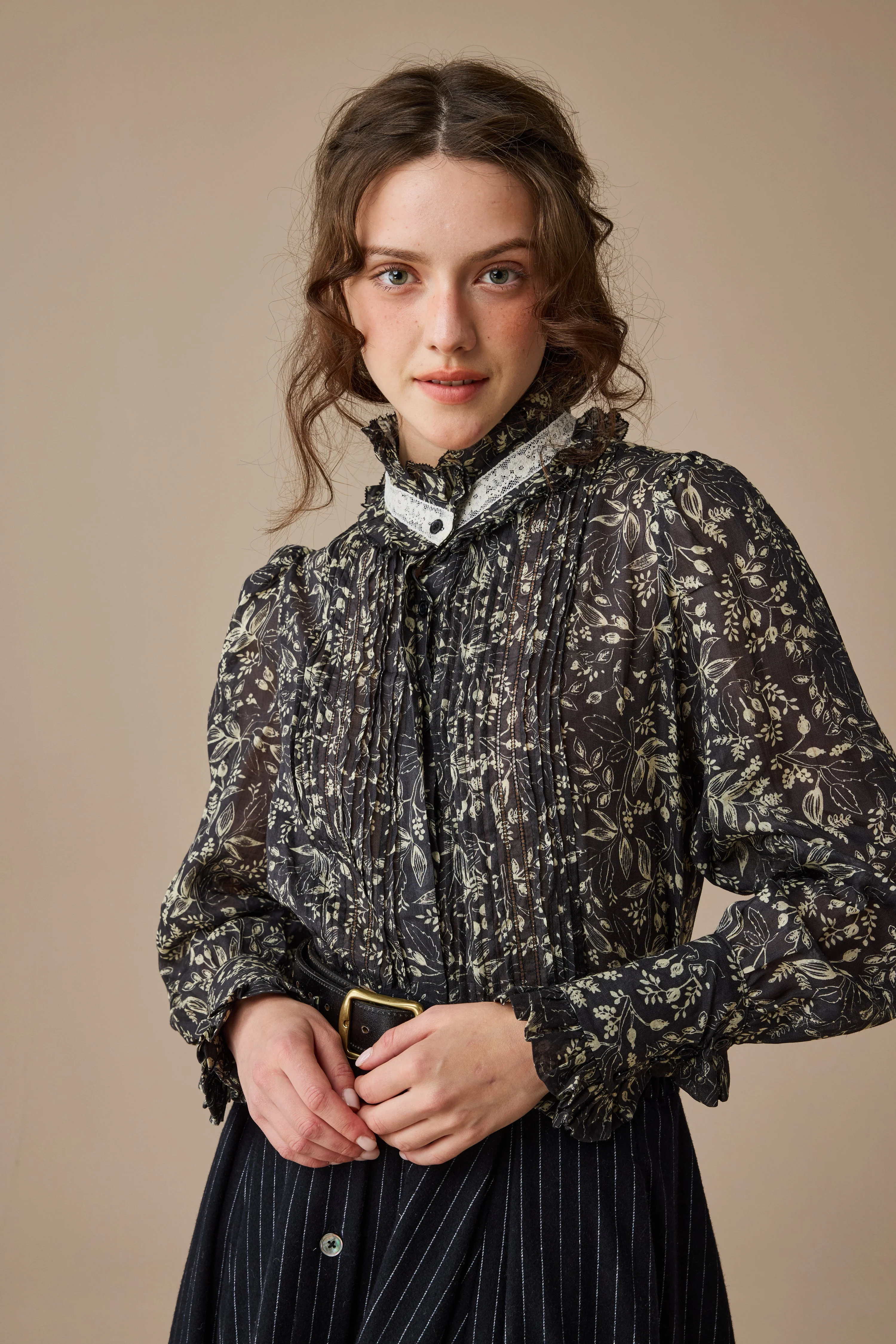 Sharon 21 |pintucked luxury linen shirt blouse - Image 20