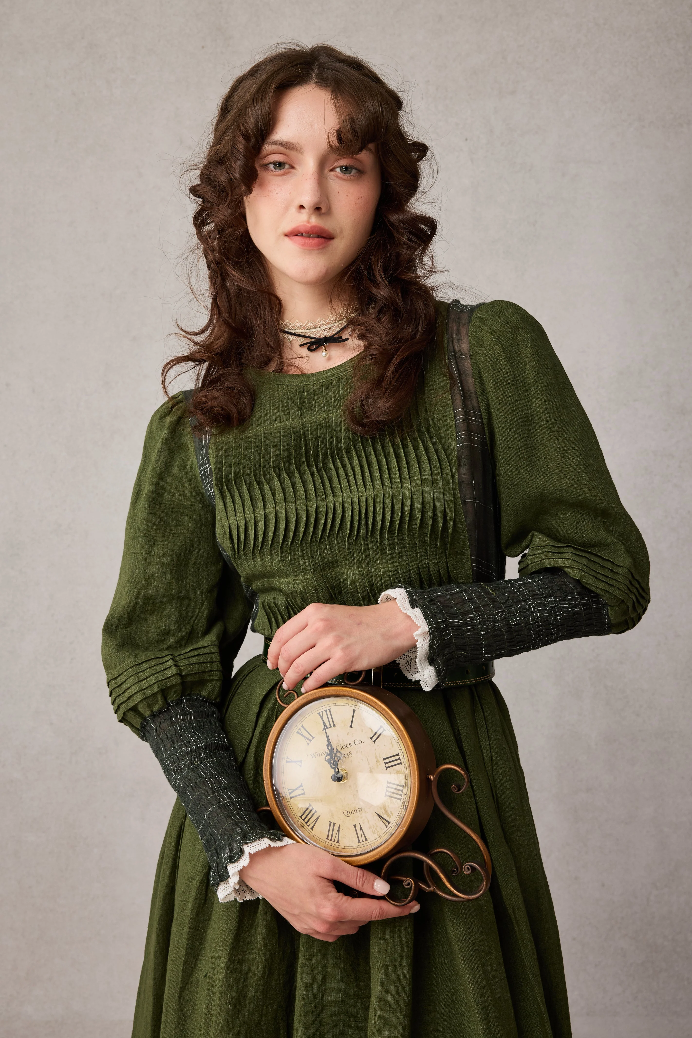 Eliana 15 | Pintucked Patchwork Linen Dress - Image 20