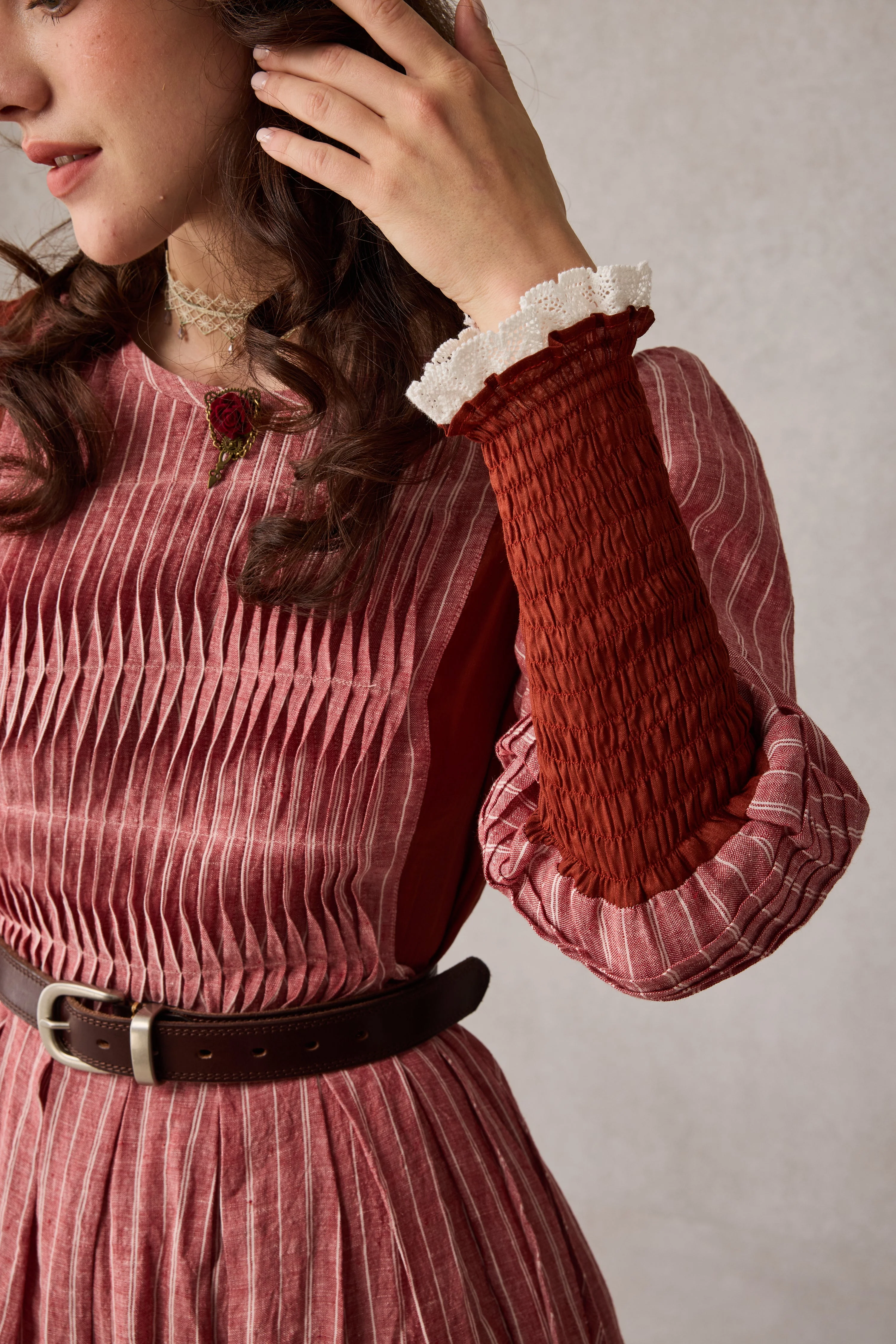 Eliana 15 | Pintucked Patchwork Linen Dress - Image 23