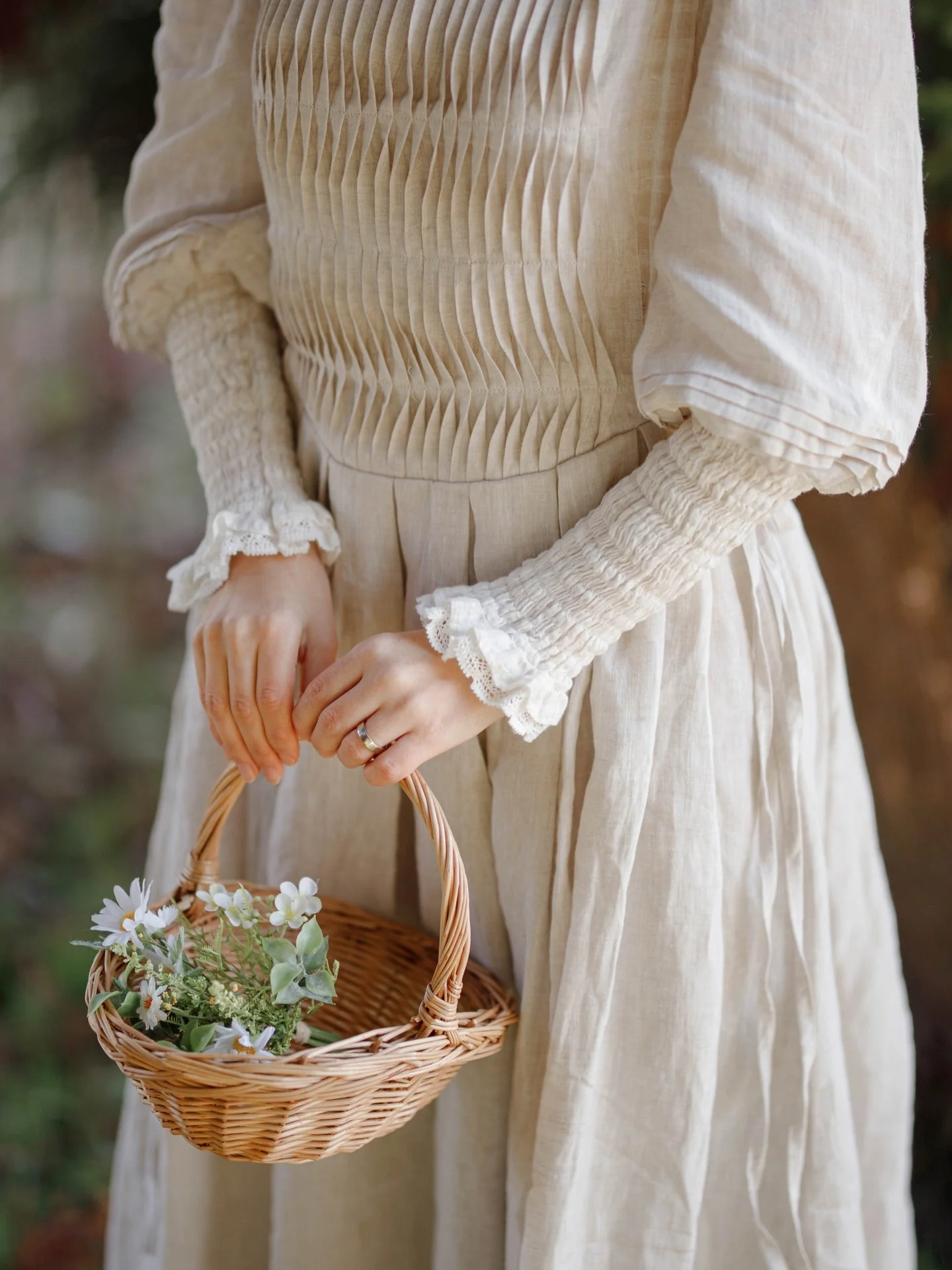 Eliana 15 | Pintucked Patchwork Linen Dress - Image 7