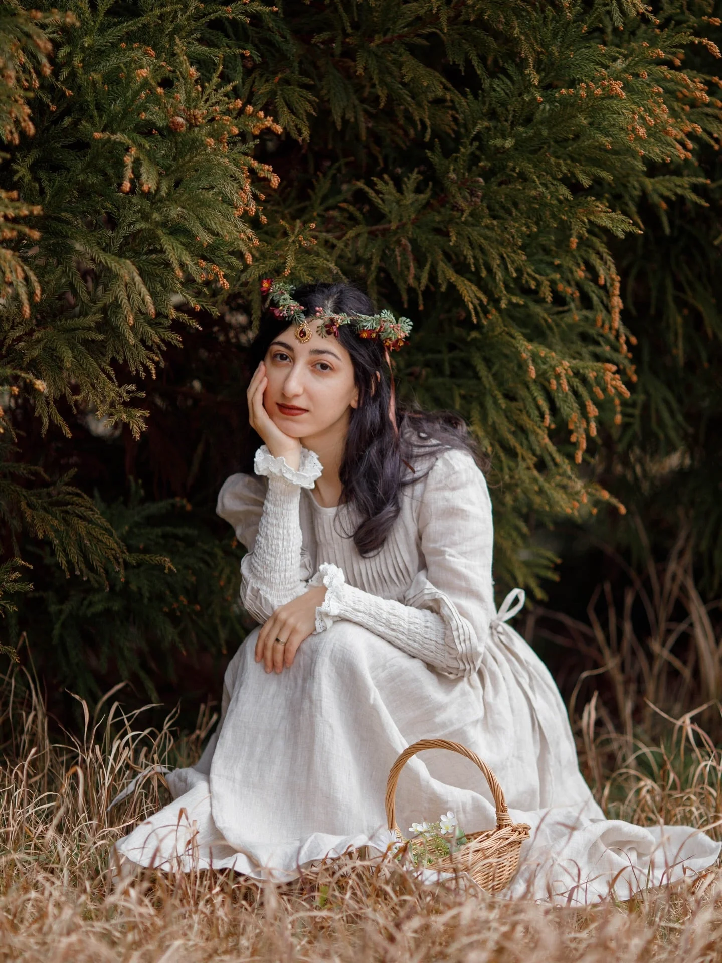Eliana 15 | Pintucked Patchwork Linen Dress - Image 8