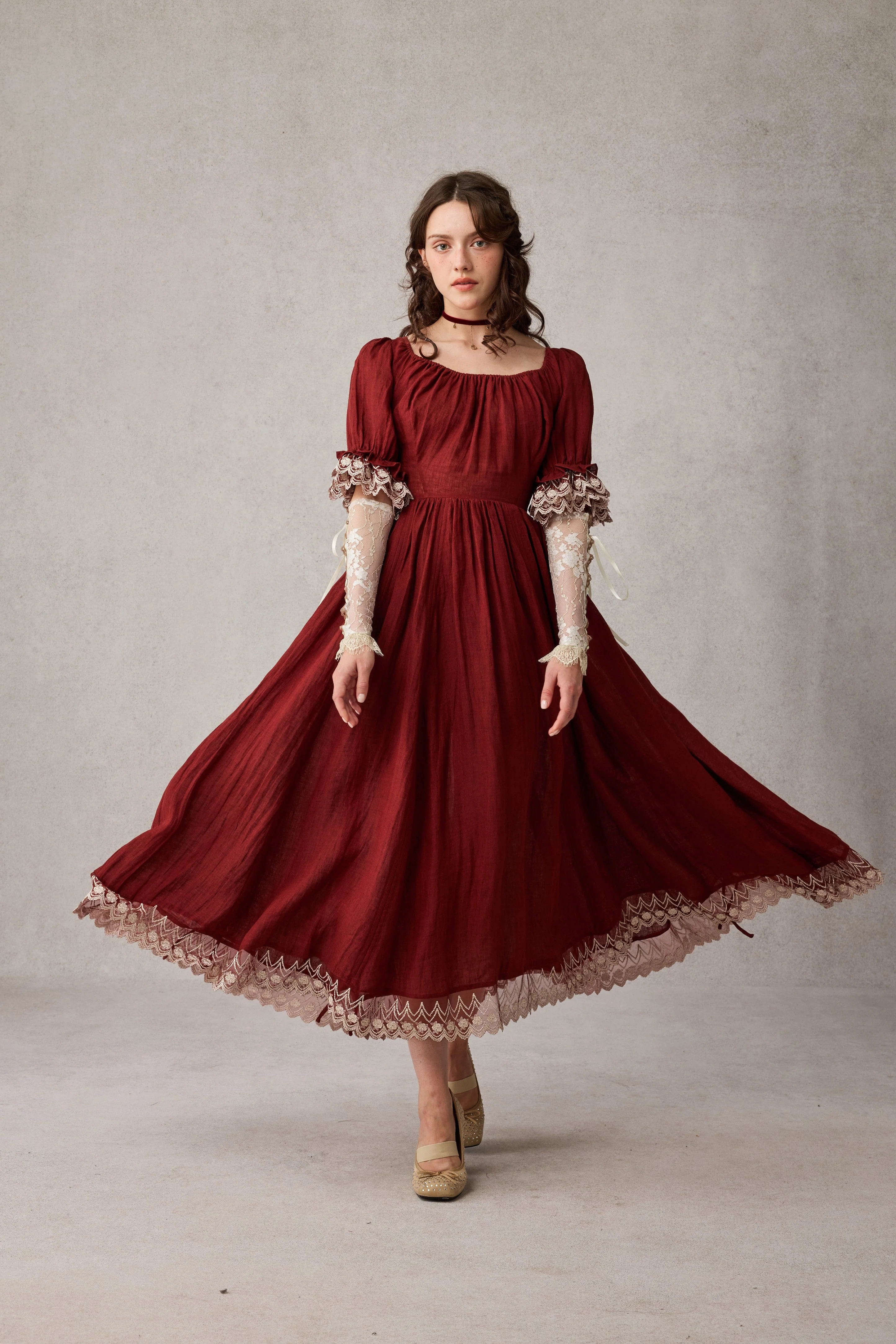 Elowen 27 | Lace Linen dress gown ( 2 way to wear ) - Image 13