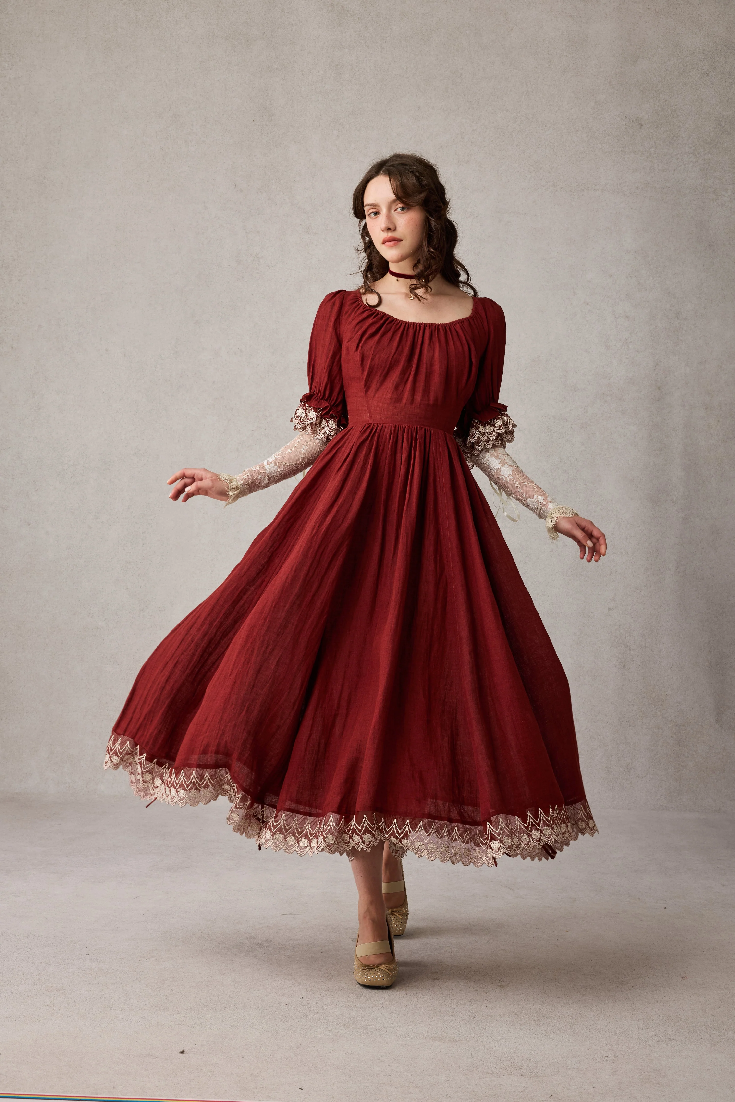Elowen 27 | Lace Linen dress gown ( 2 way to wear ) - Image 14