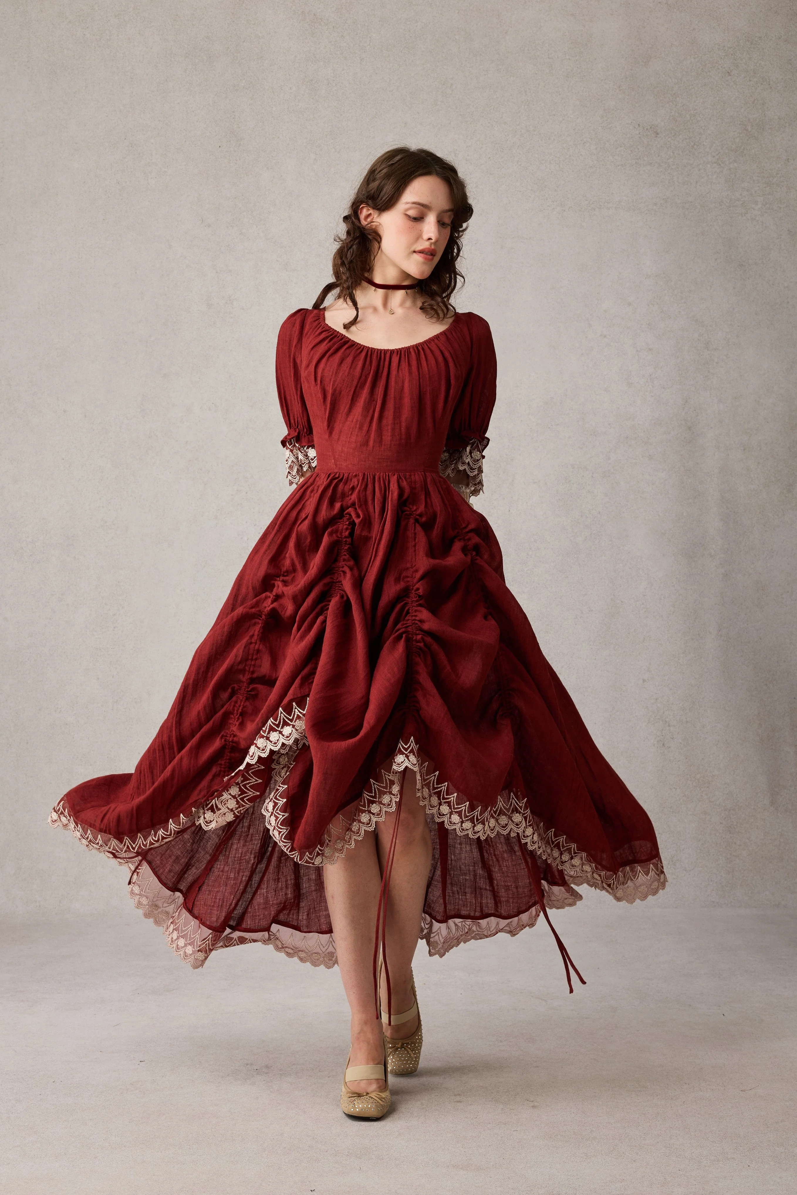 Elowen 27 | Lace Linen dress gown ( 2 way to wear ) - Image 16