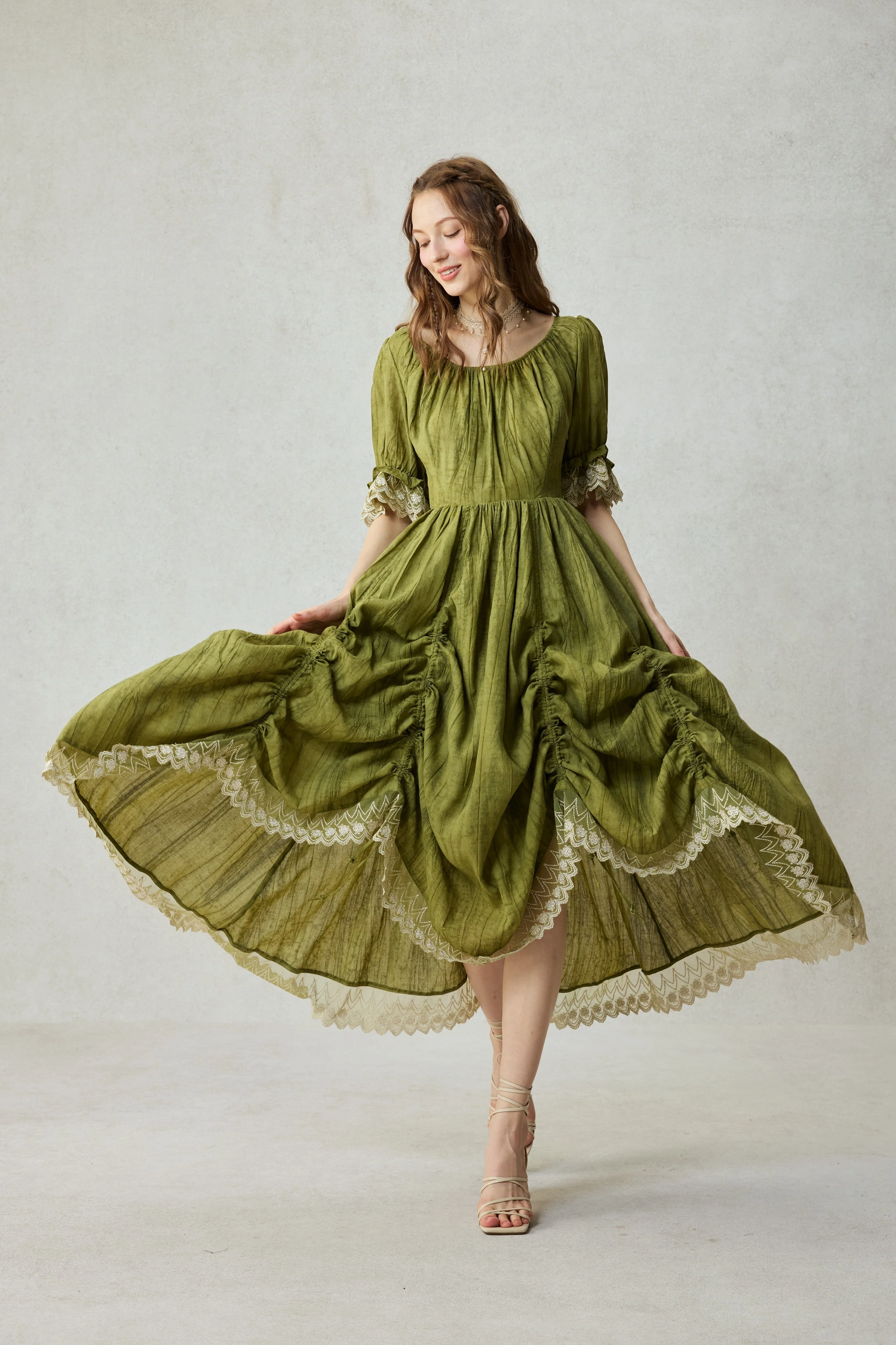 Elowen 27 | Lace Linen dress gown ( 2 way to wear ) - Image 49
