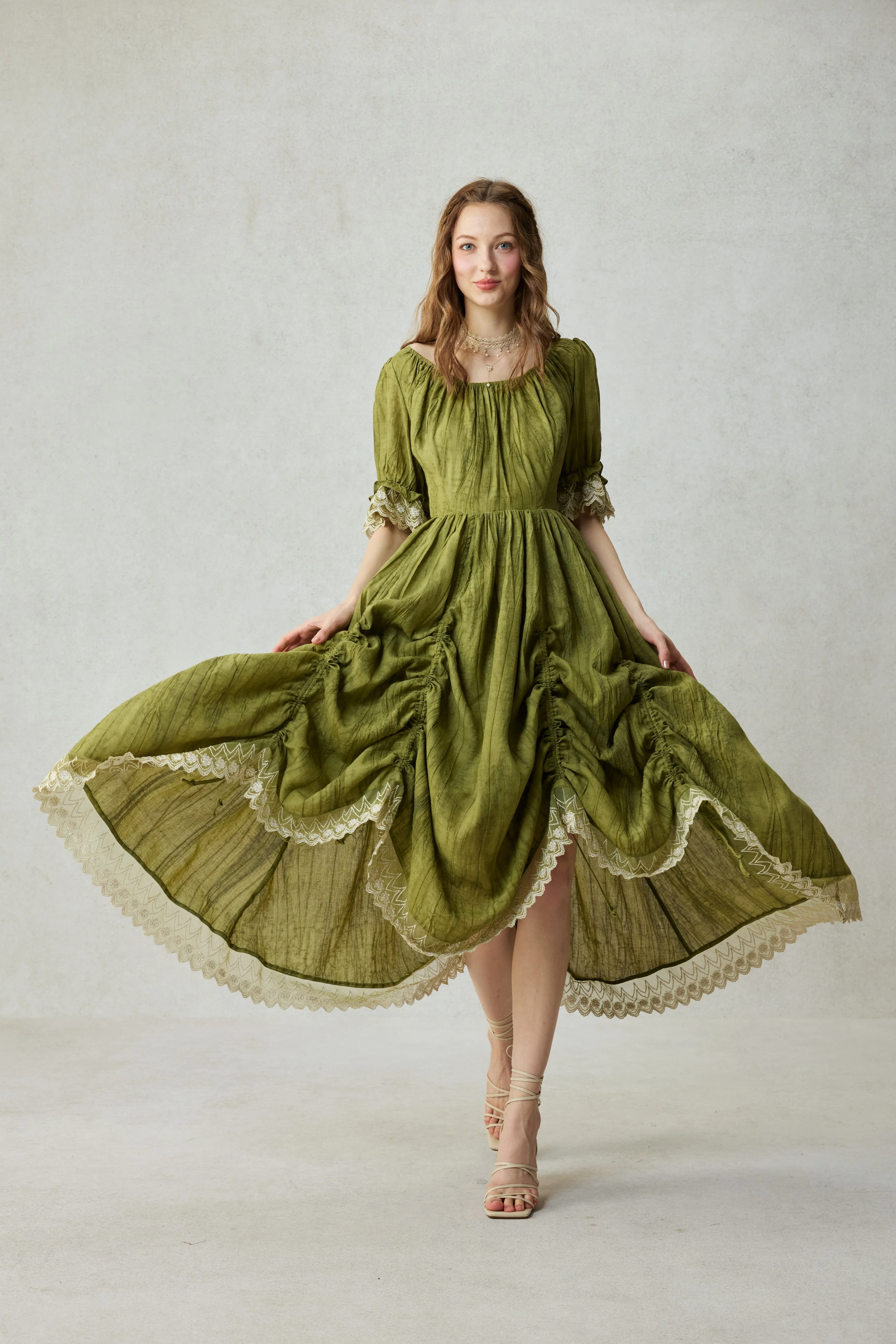 Elowen 27 | Lace Linen dress gown ( 2 way to wear ) - Image 50