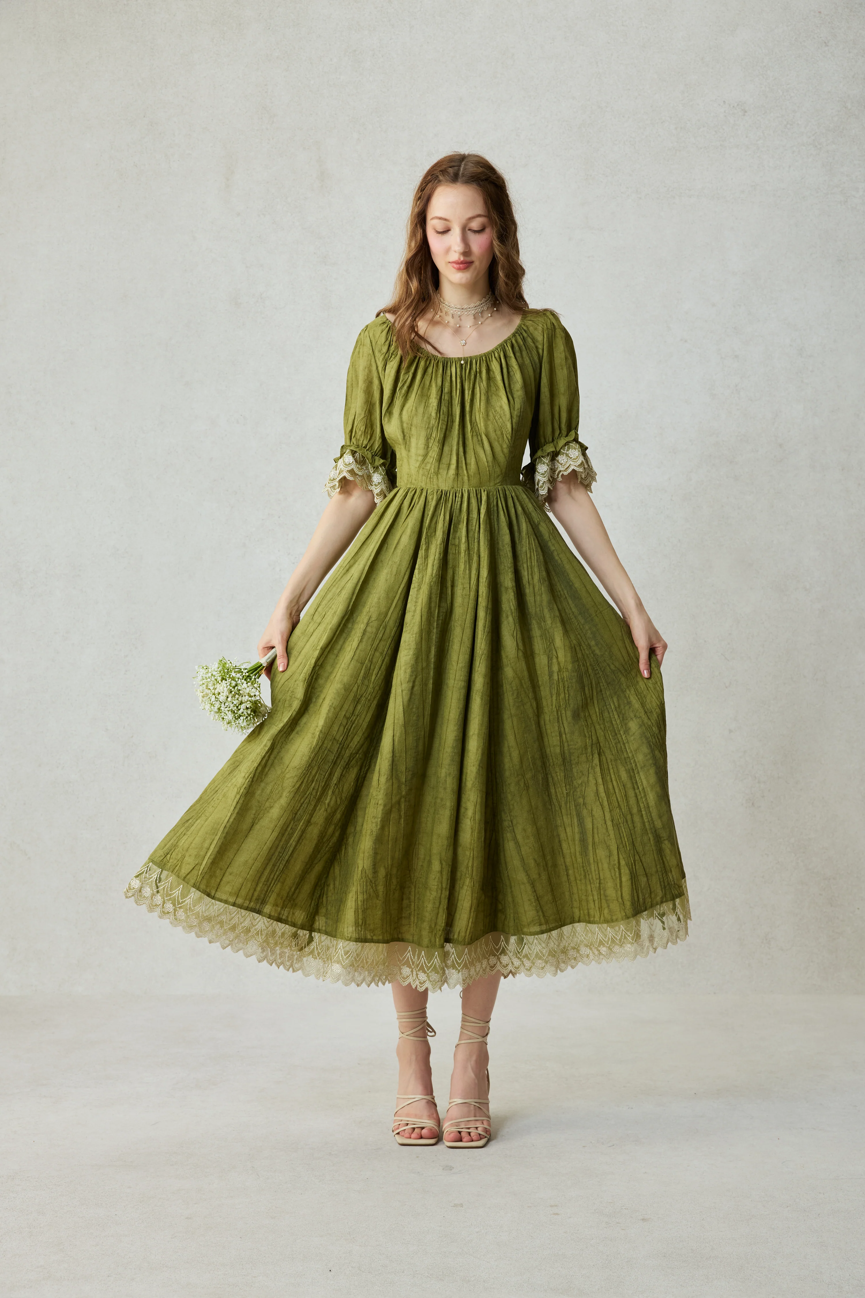 Elowen 27 | Lace Linen dress gown ( 2 way to wear ) - Image 51