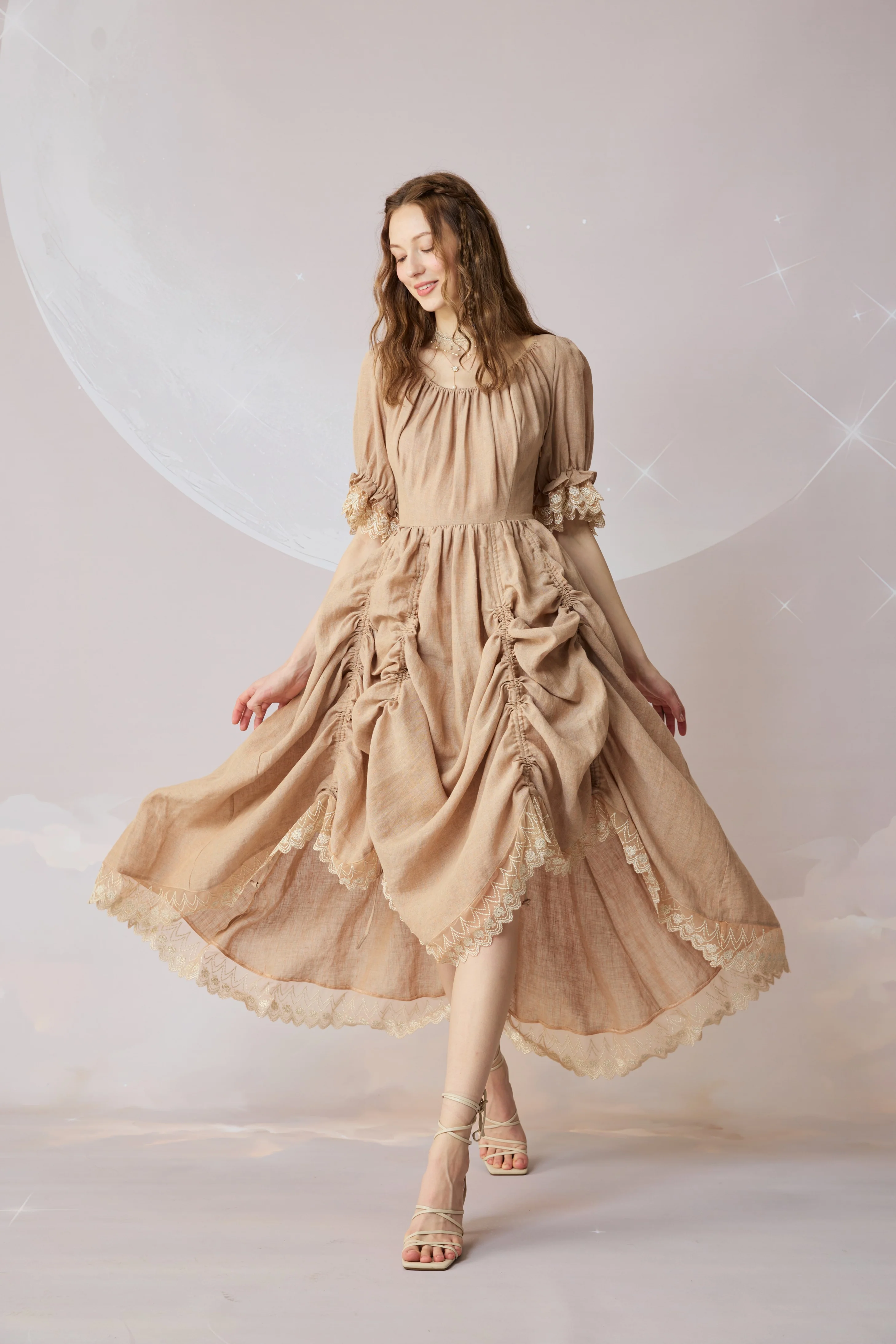 Elowen 27 | Lace Linen dress gown ( 2 way to wear ) - Image 46