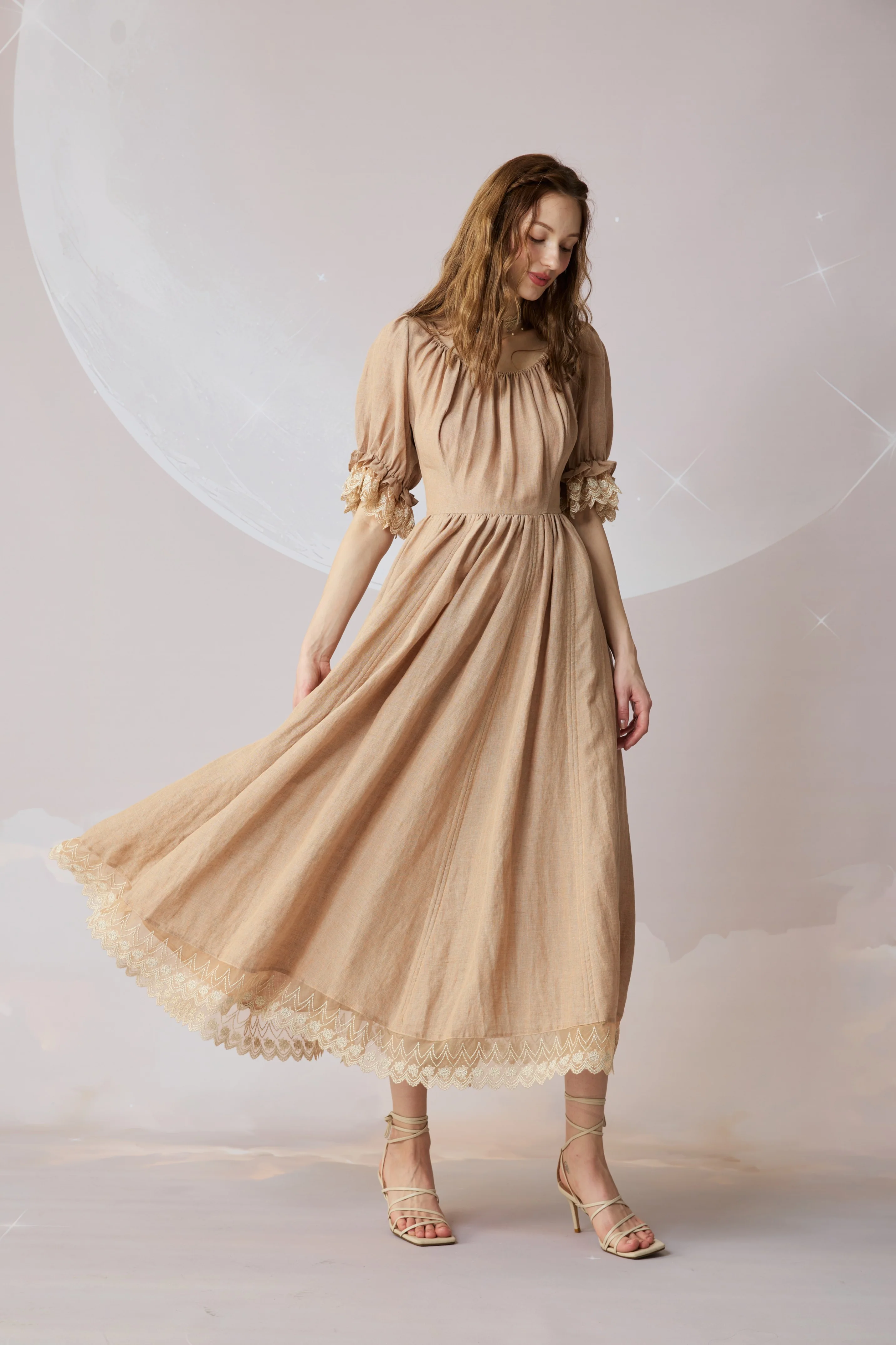 Elowen 27 | Lace Linen dress gown ( 2 way to wear ) - Image 48
