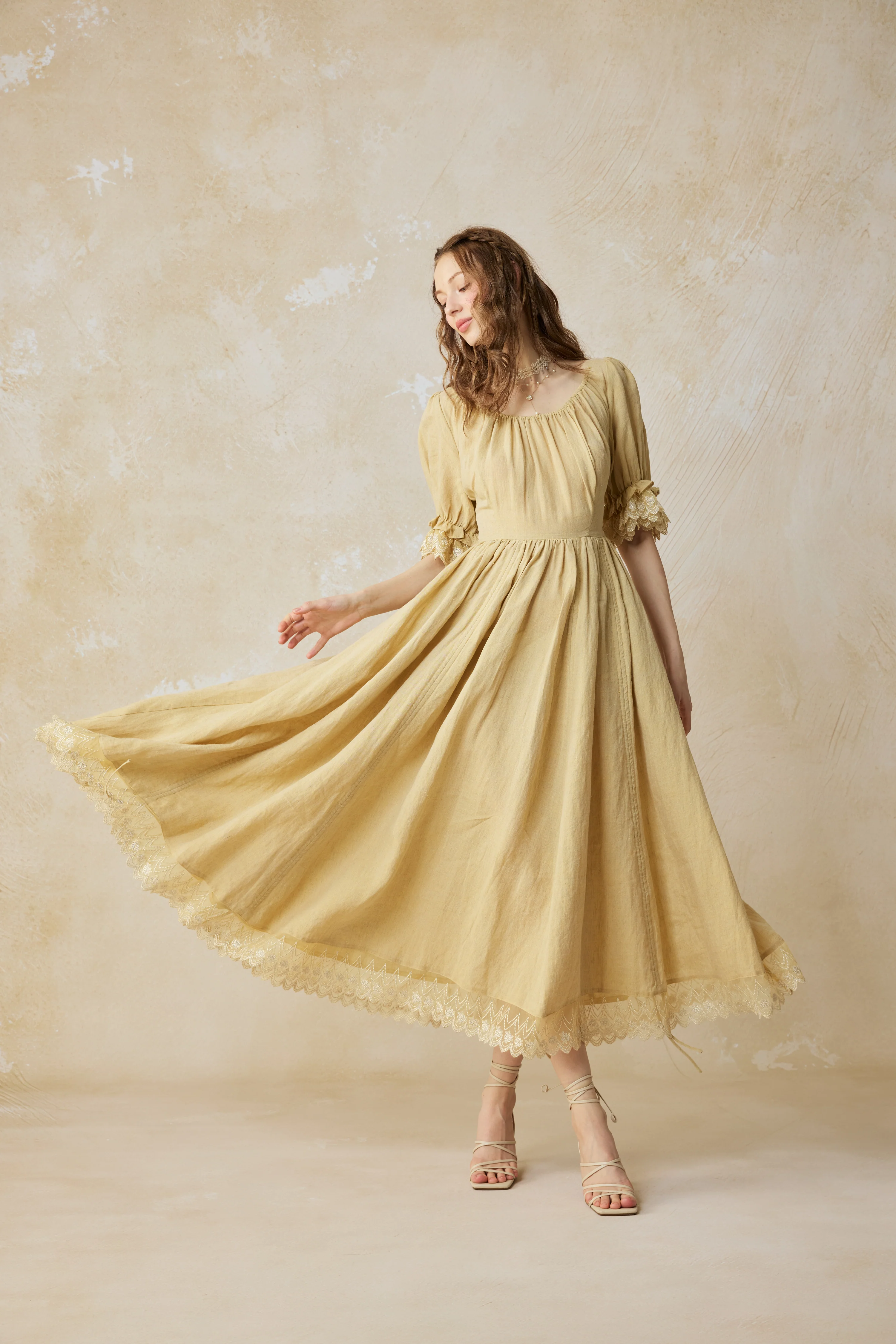 Elowen 27 | Lace Linen dress gown ( 2 way to wear ) - Image 44