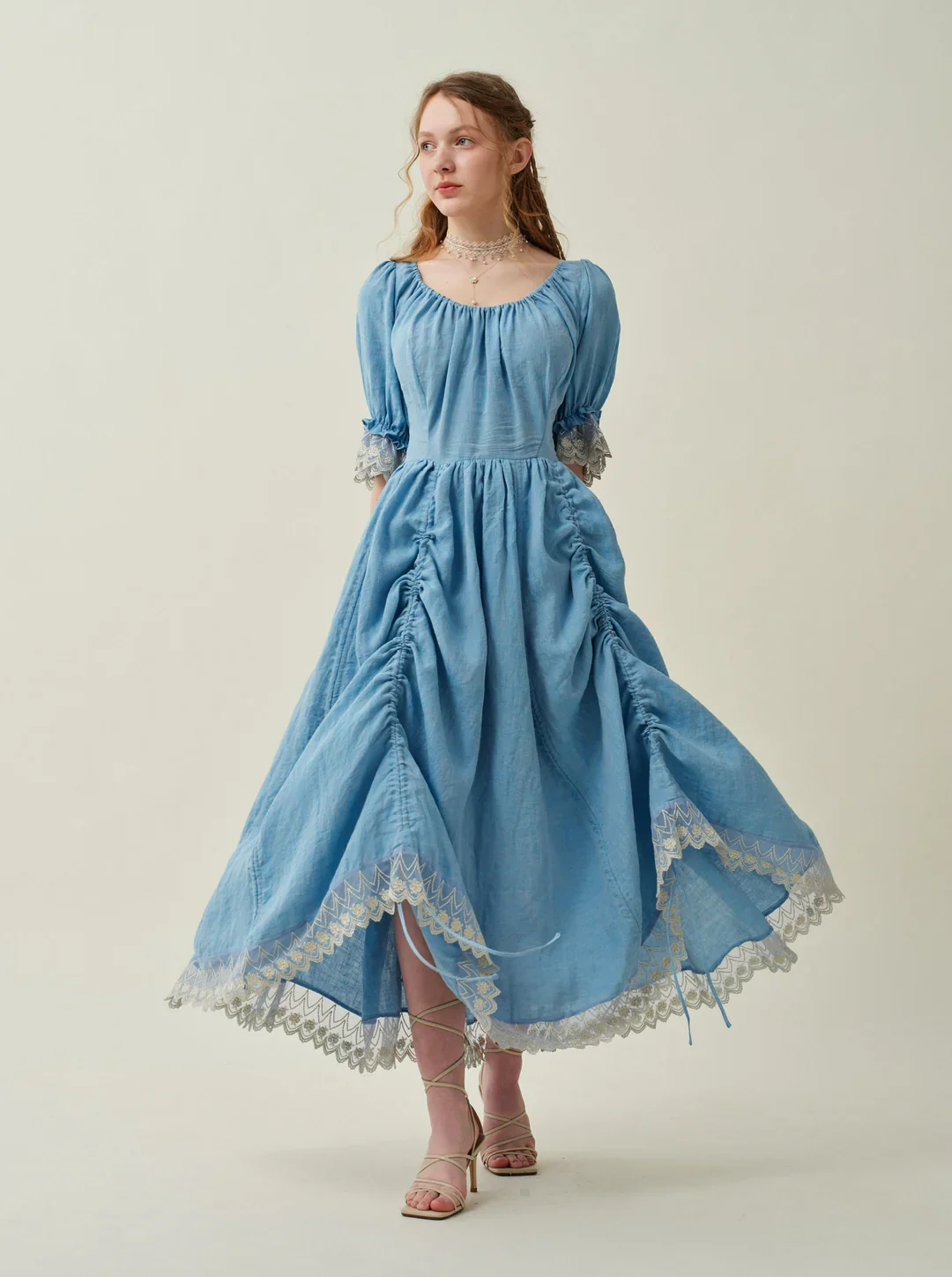 Elowen 27 | Lace Linen dress gown ( 2 way to wear ) - Image 45