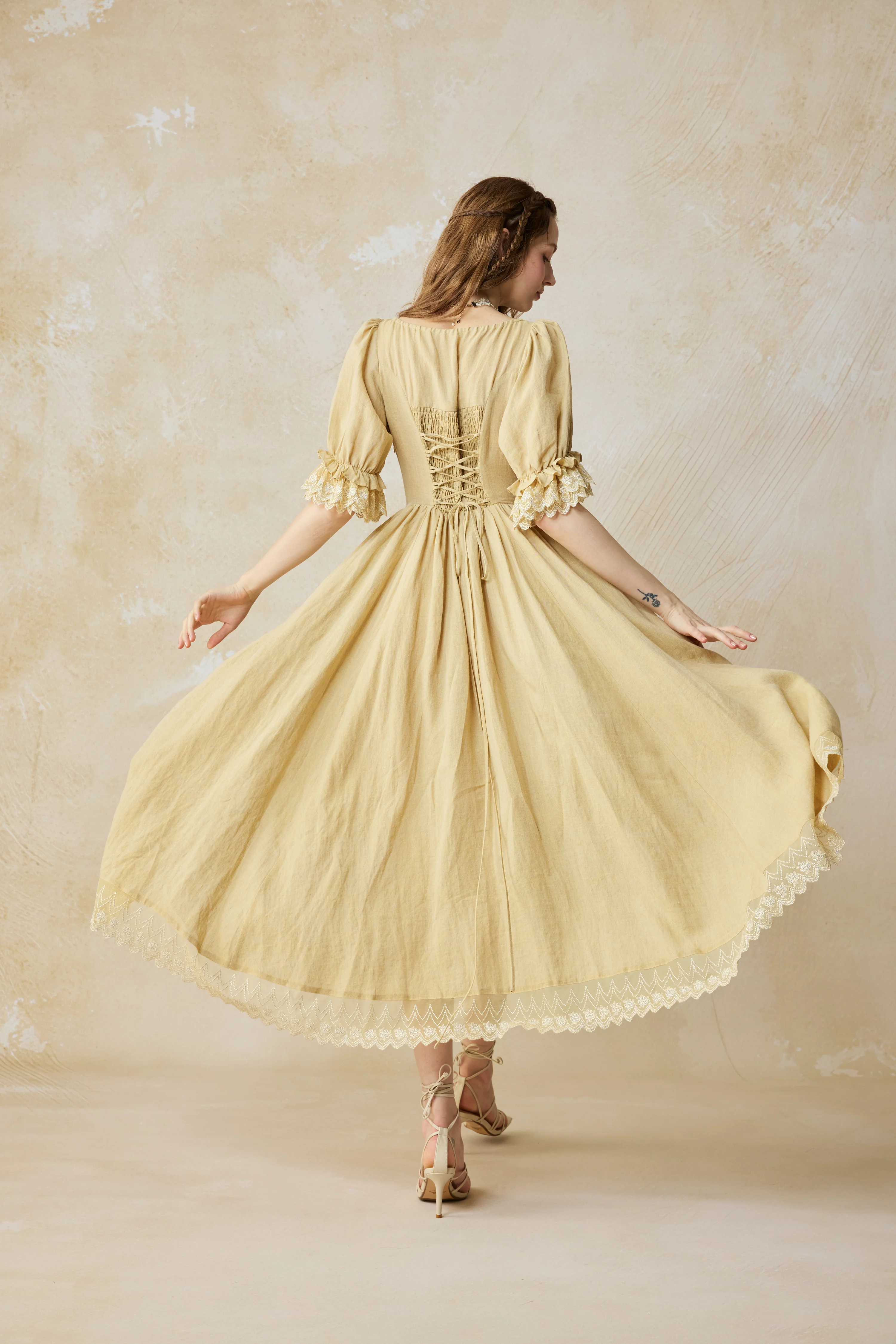 Elowen 27 | Lace Linen dress gown ( 2 way to wear ) - Image 7