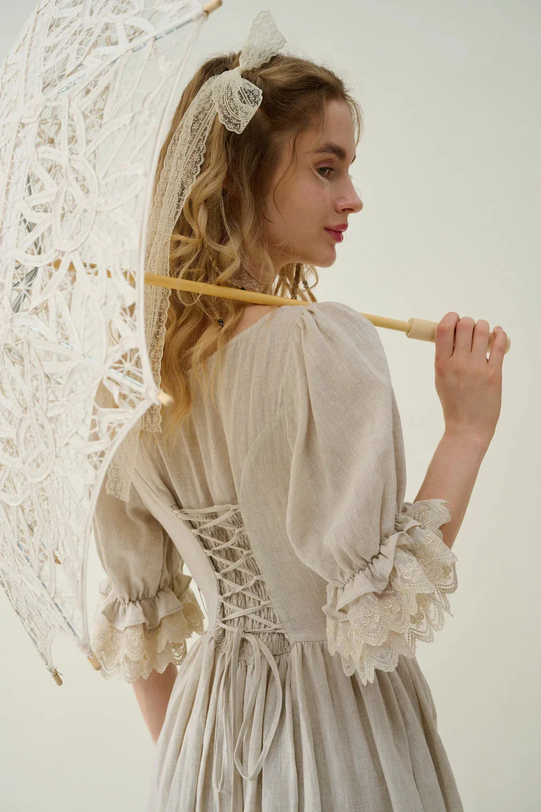 Elowen 27 | Lace Linen dress gown ( 2 way to wear ) - Image 37