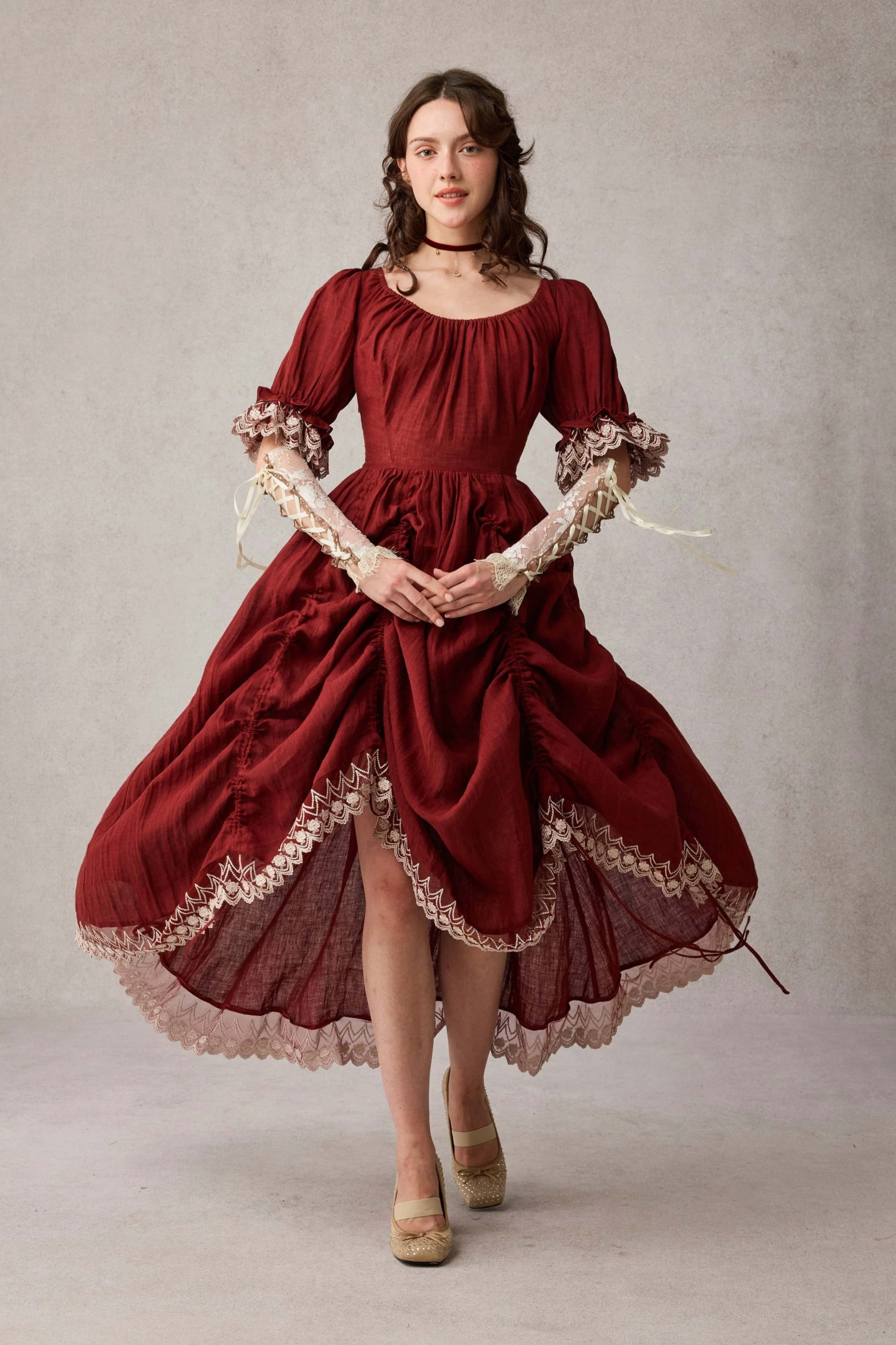 Elowen 27 | Lace Linen dress gown ( 2 way to wear ) - Image 4