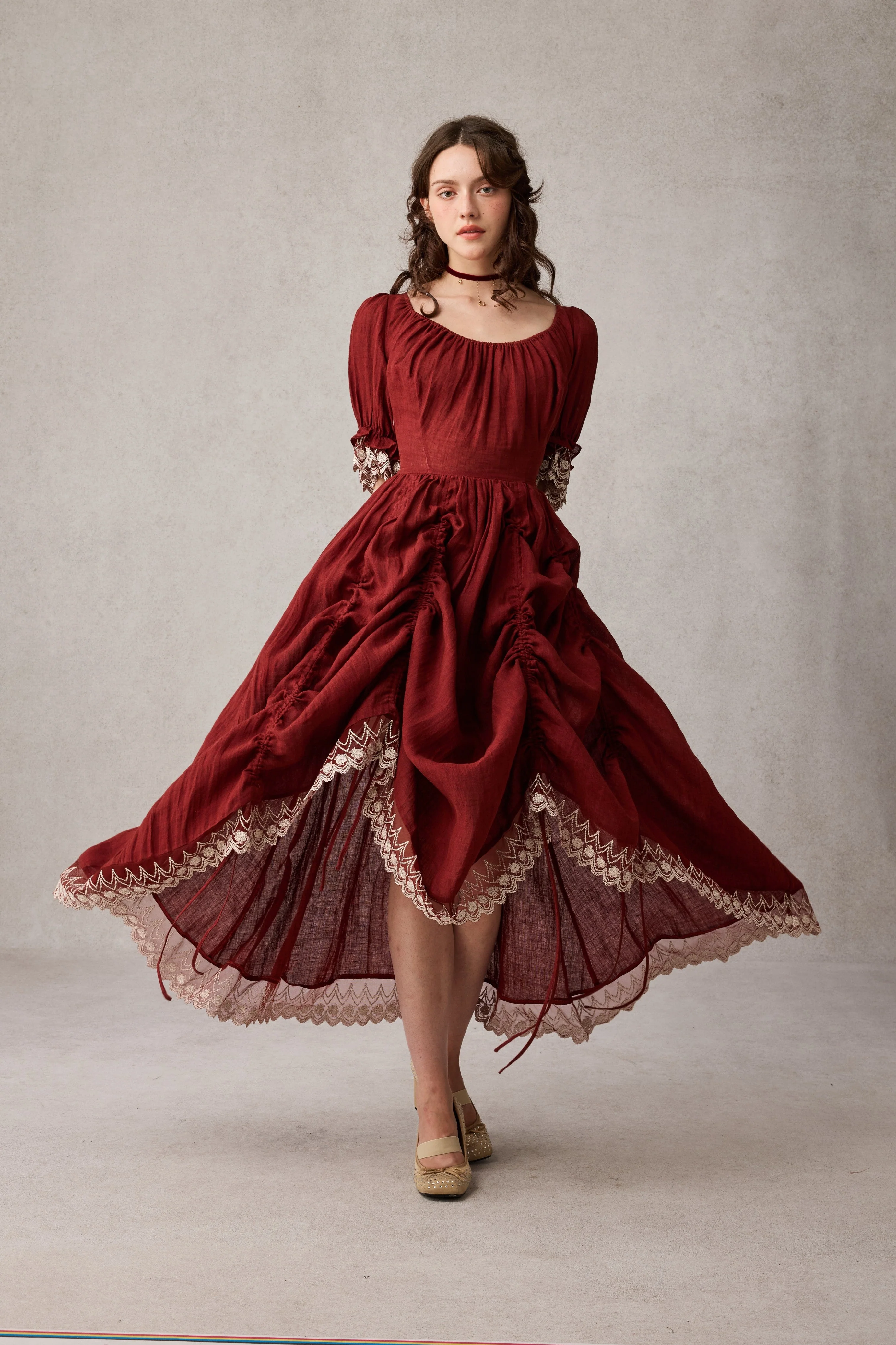 Elowen 27 | Lace Linen dress gown ( 2 way to wear ) - Image 9