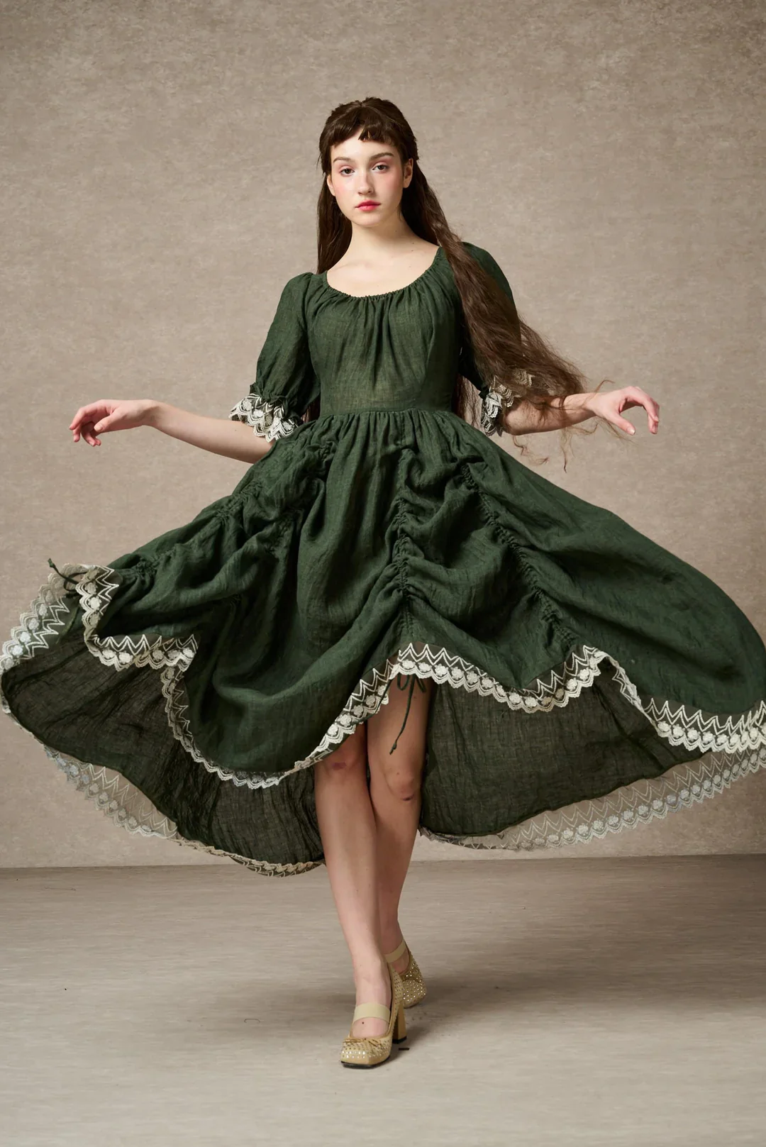 Elowen 27 | Lace Linen dress gown ( 2 way to wear ) - Image 54