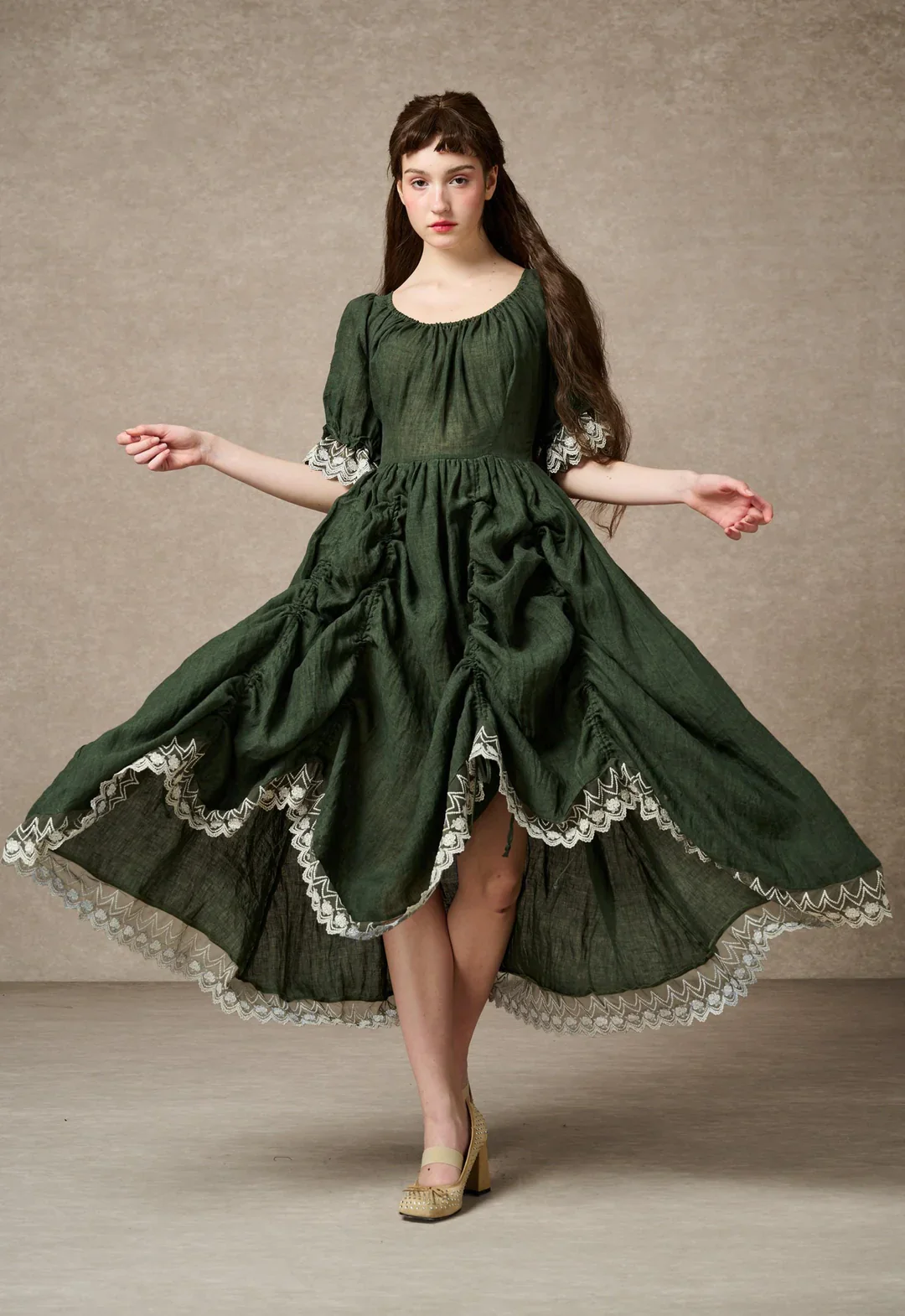 Elowen 27 | Lace Linen dress gown ( 2 way to wear ) - Image 55