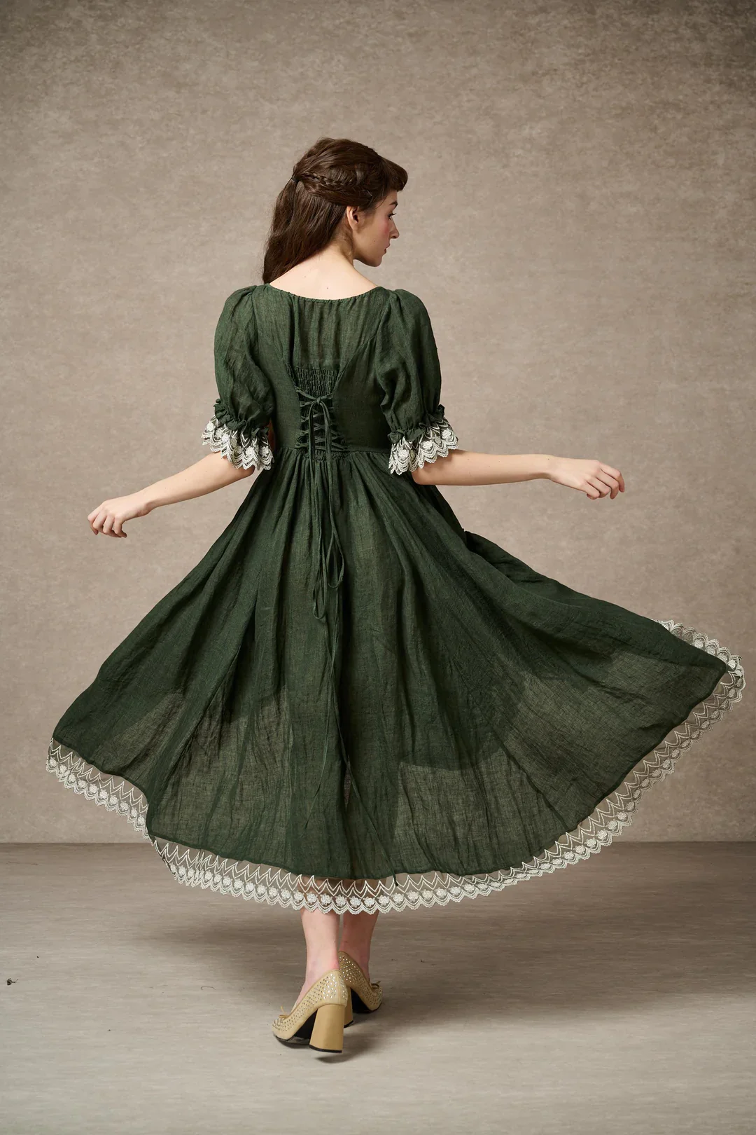 Elowen 27 | Lace Linen dress gown ( 2 way to wear ) - Image 56