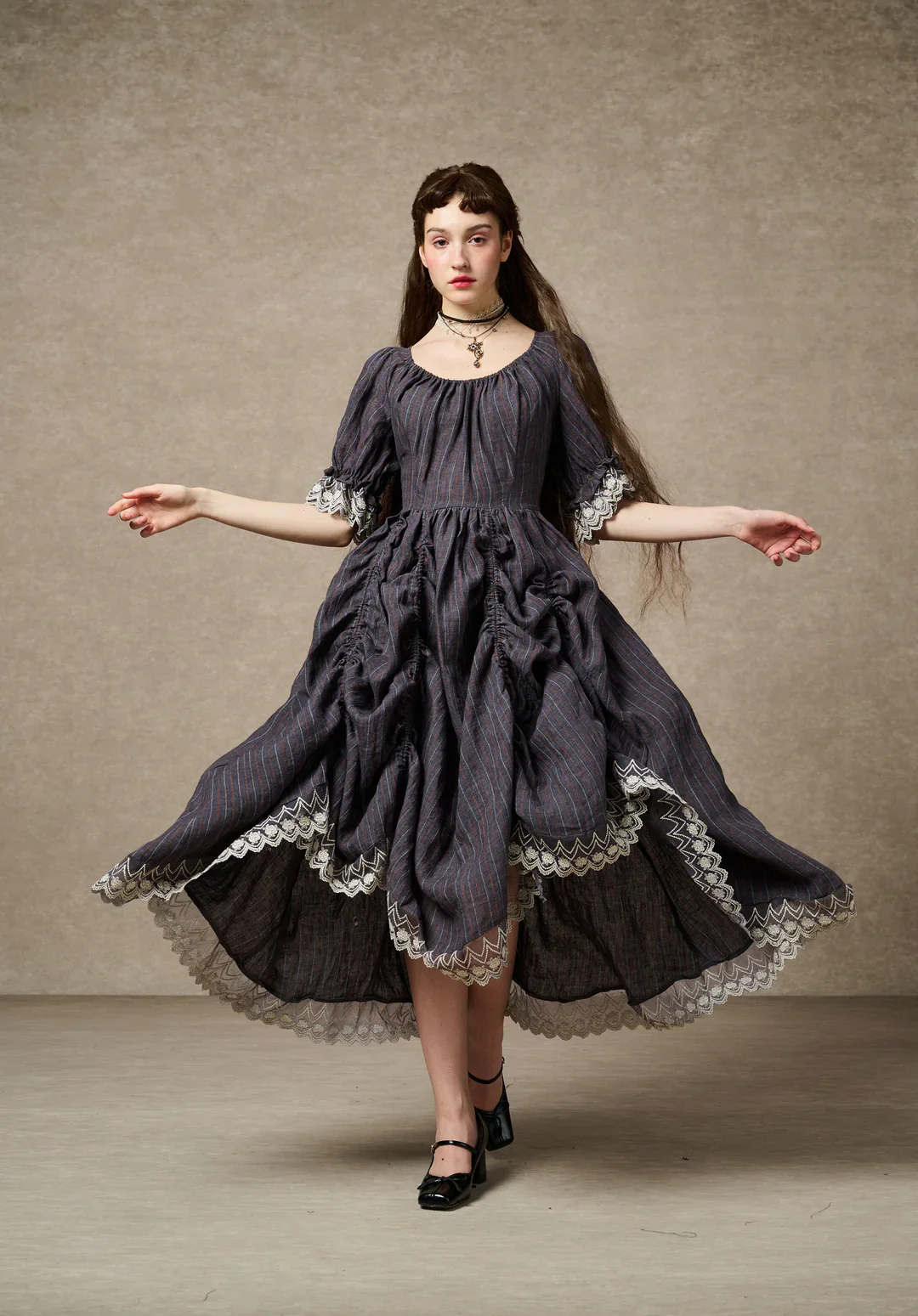 Elowen 27 | Lace Linen dress gown ( 2 way to wear ) - Image 33