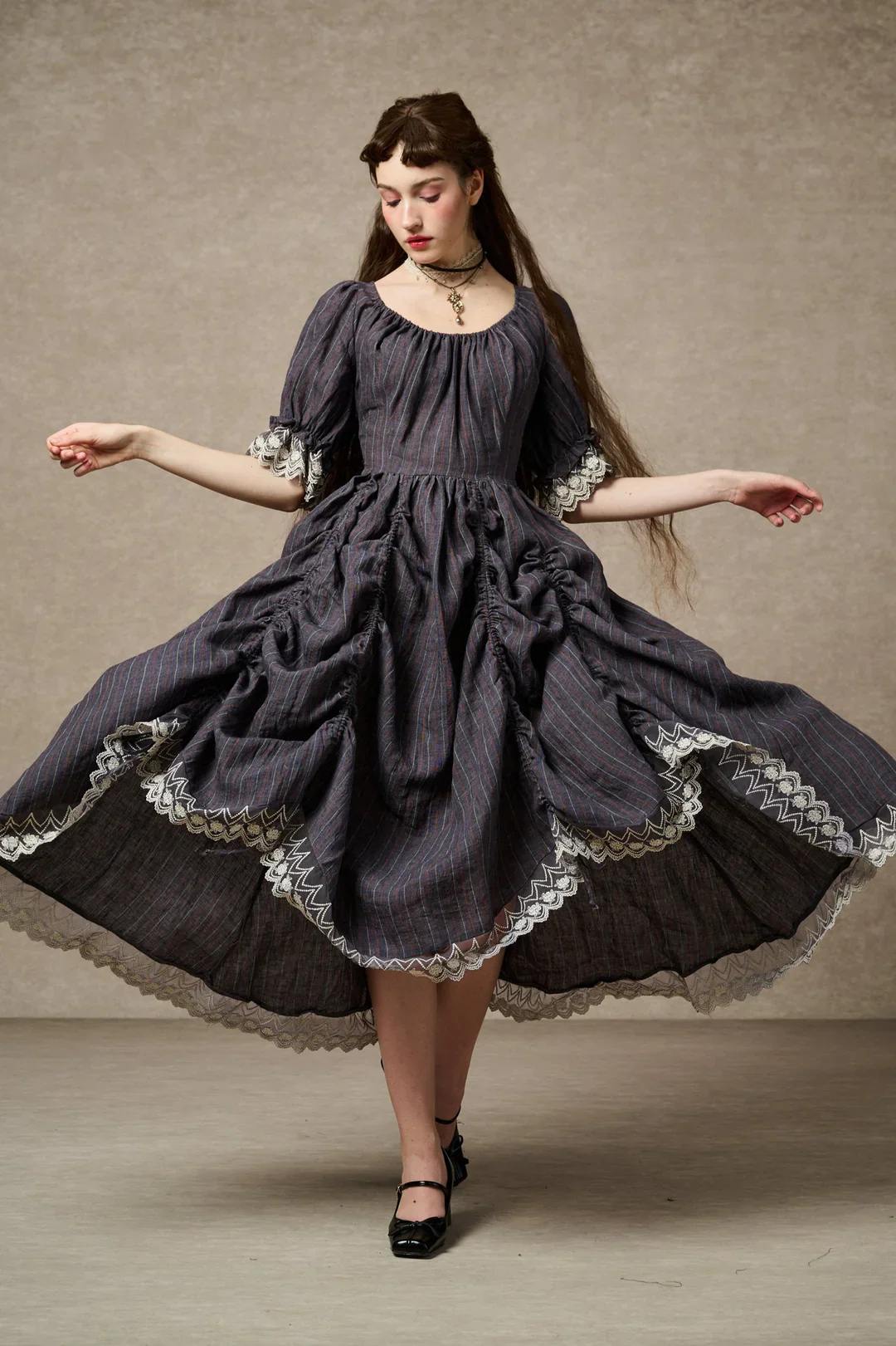 Elowen 27 | Lace Linen dress gown ( 2 way to wear ) - Image 35